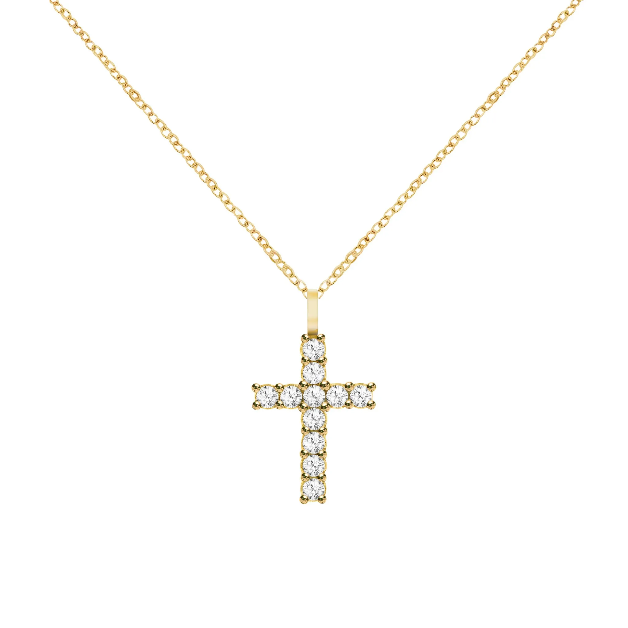 Rosecliff Cross White Topaz Pendant in 14k Gold (April) sold by Haverhill product image thumbnail 5