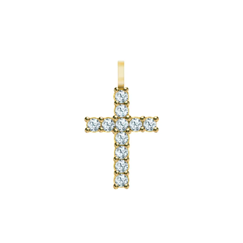 Rosecliff Cross Aquamarine Pendant in 14k Gold (March) sold by Haverhill