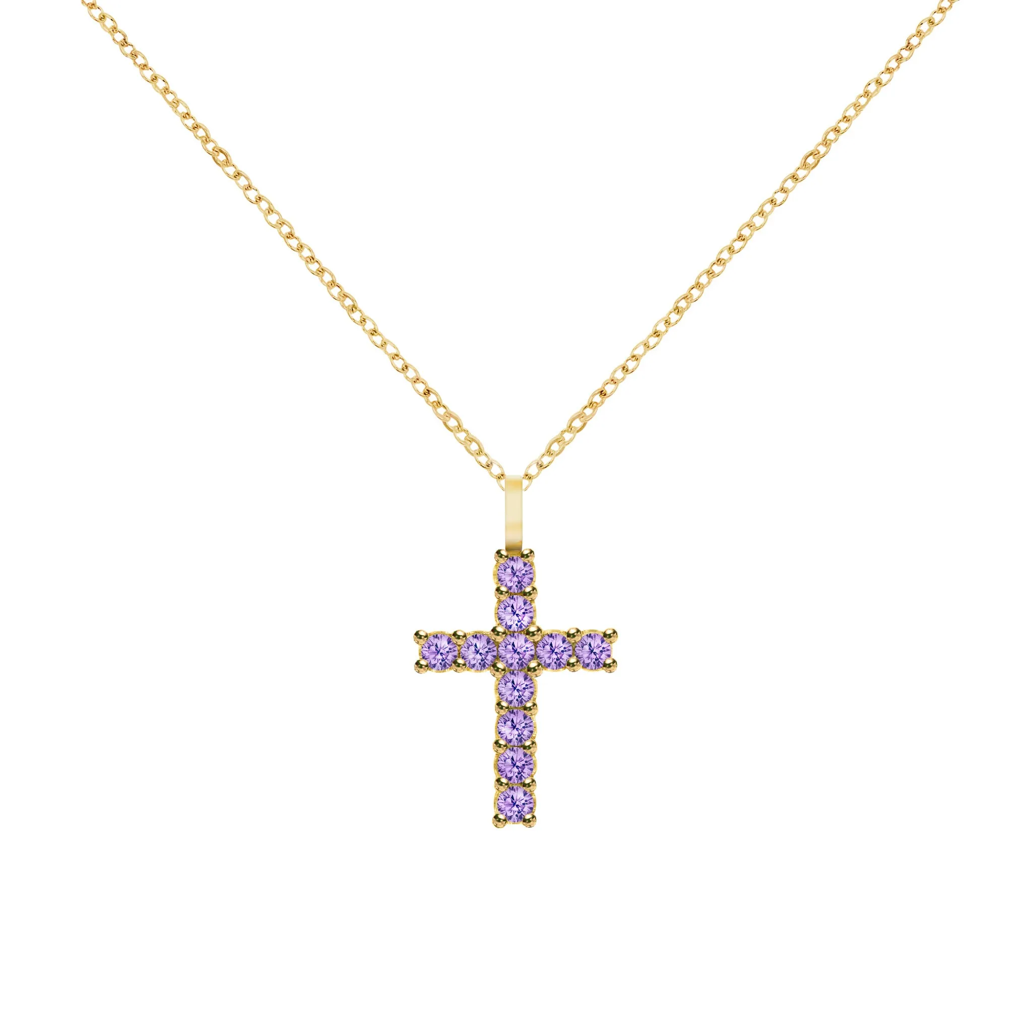 Rosecliff Cross Amethyst Pendant in 14k Gold (February) sold by Haverhill product image thumbnail 5