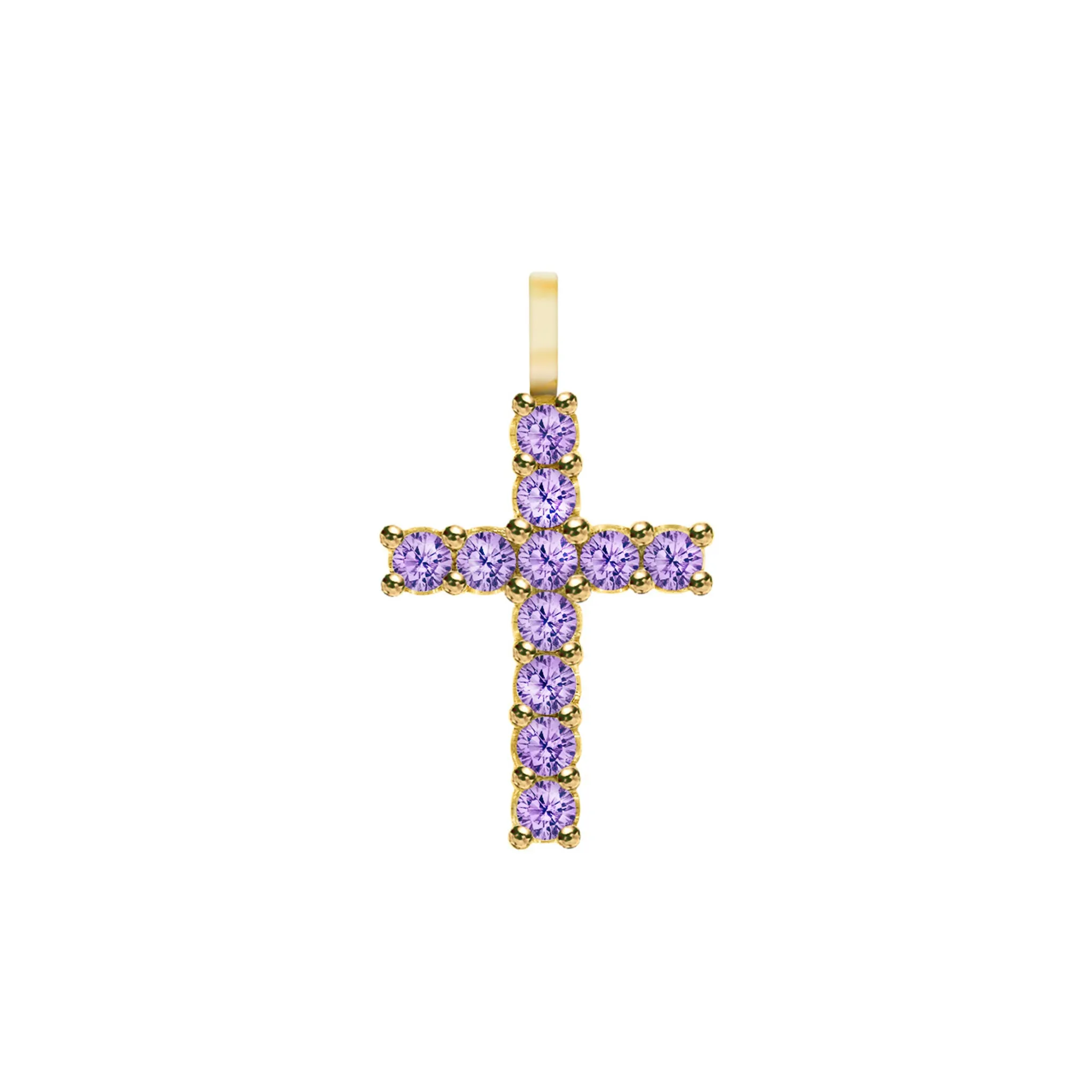 Rosecliff Cross Amethyst Pendant in 14k Gold (February) sold by Haverhill
