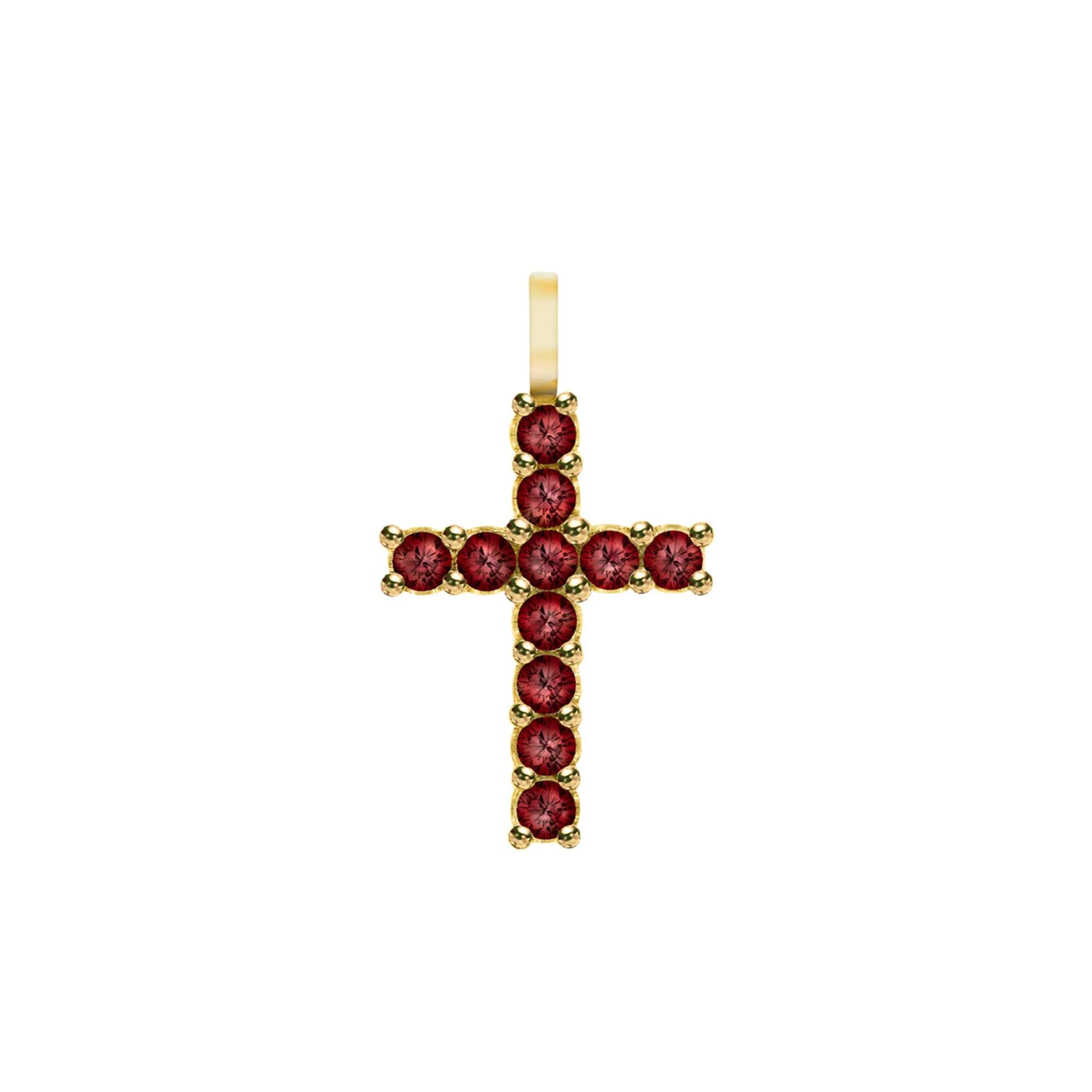 Rosecliff Cross Garnet Pendant in 14k Gold (January) sold by Haverhill