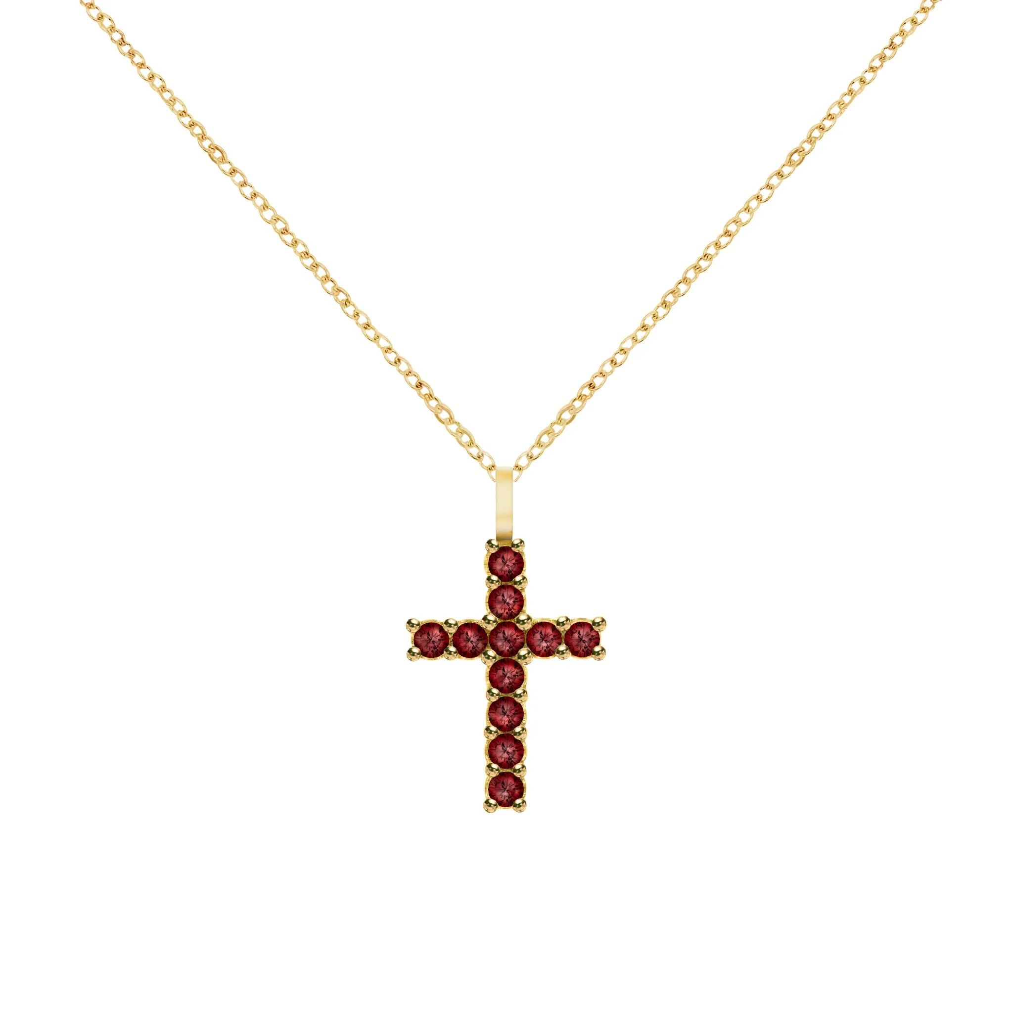 Rosecliff Cross Garnet Pendant in 14k Gold (January) sold by Haverhill product image thumbnail 5