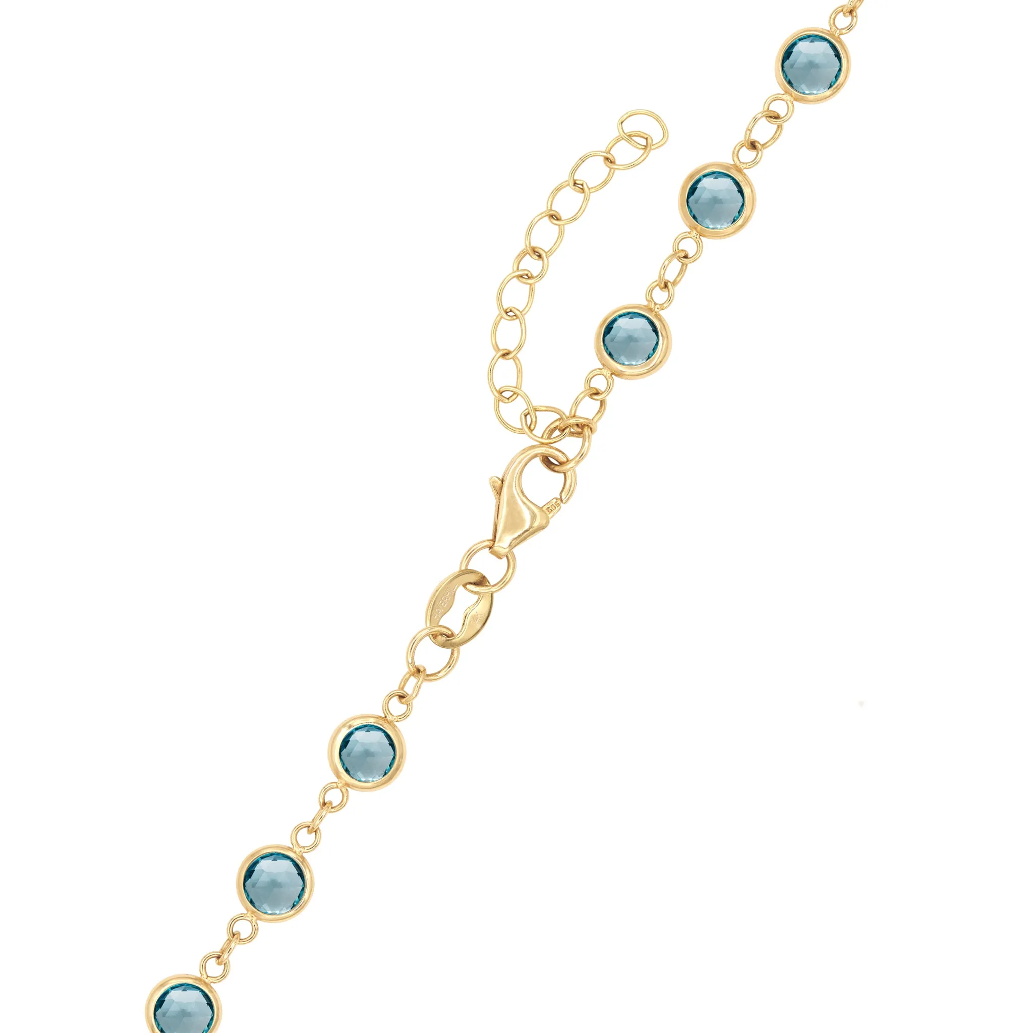 Rosecliff Diamond Small Circle & Newport Nantucket Blue Topaz Necklace in 14k Gold (December) sold by Haverhill product image thumbnail 5