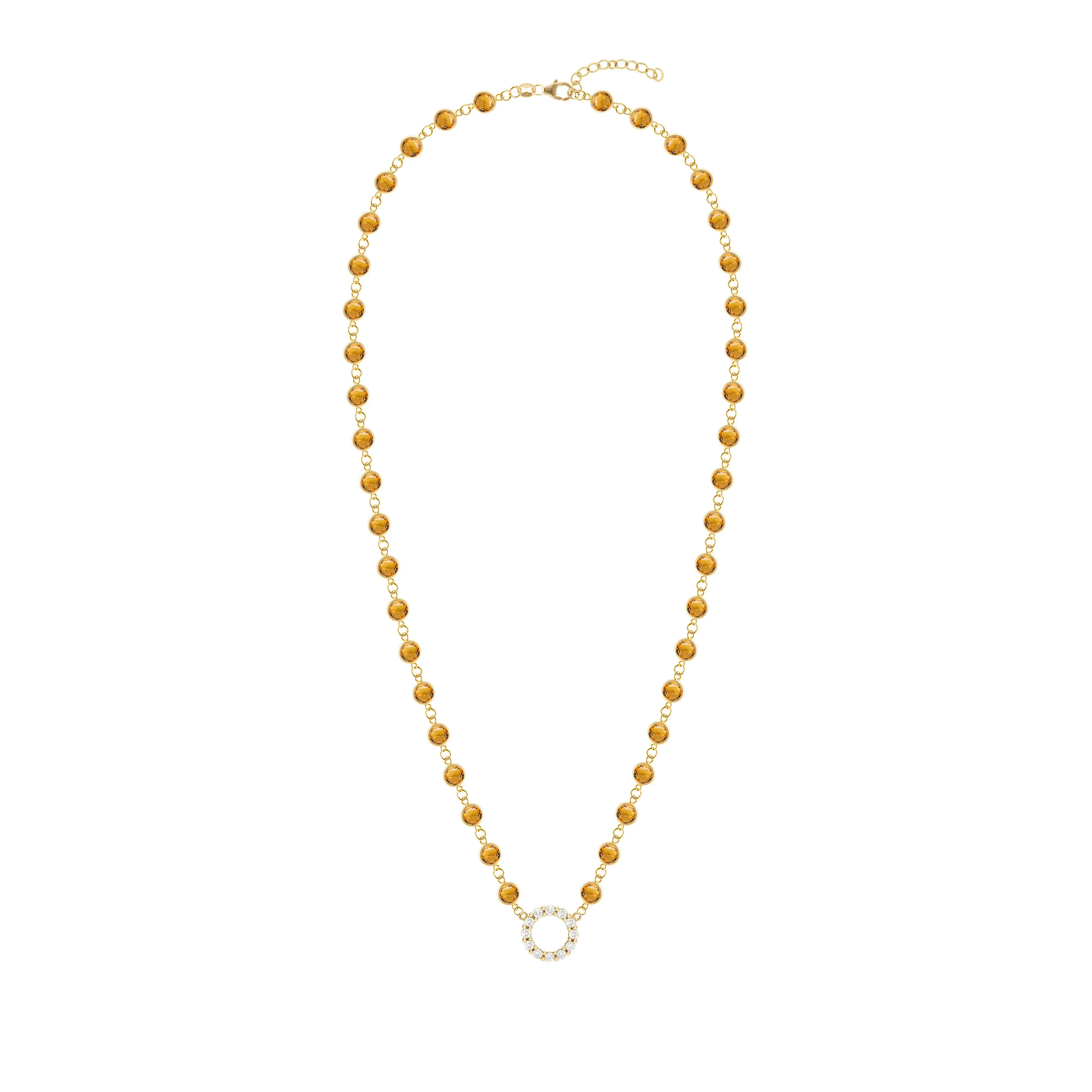 Rosecliff Diamond Small Circle & Newport Citrine Necklace in 14k Gold (November) sold by Haverhill product image thumbnail 4