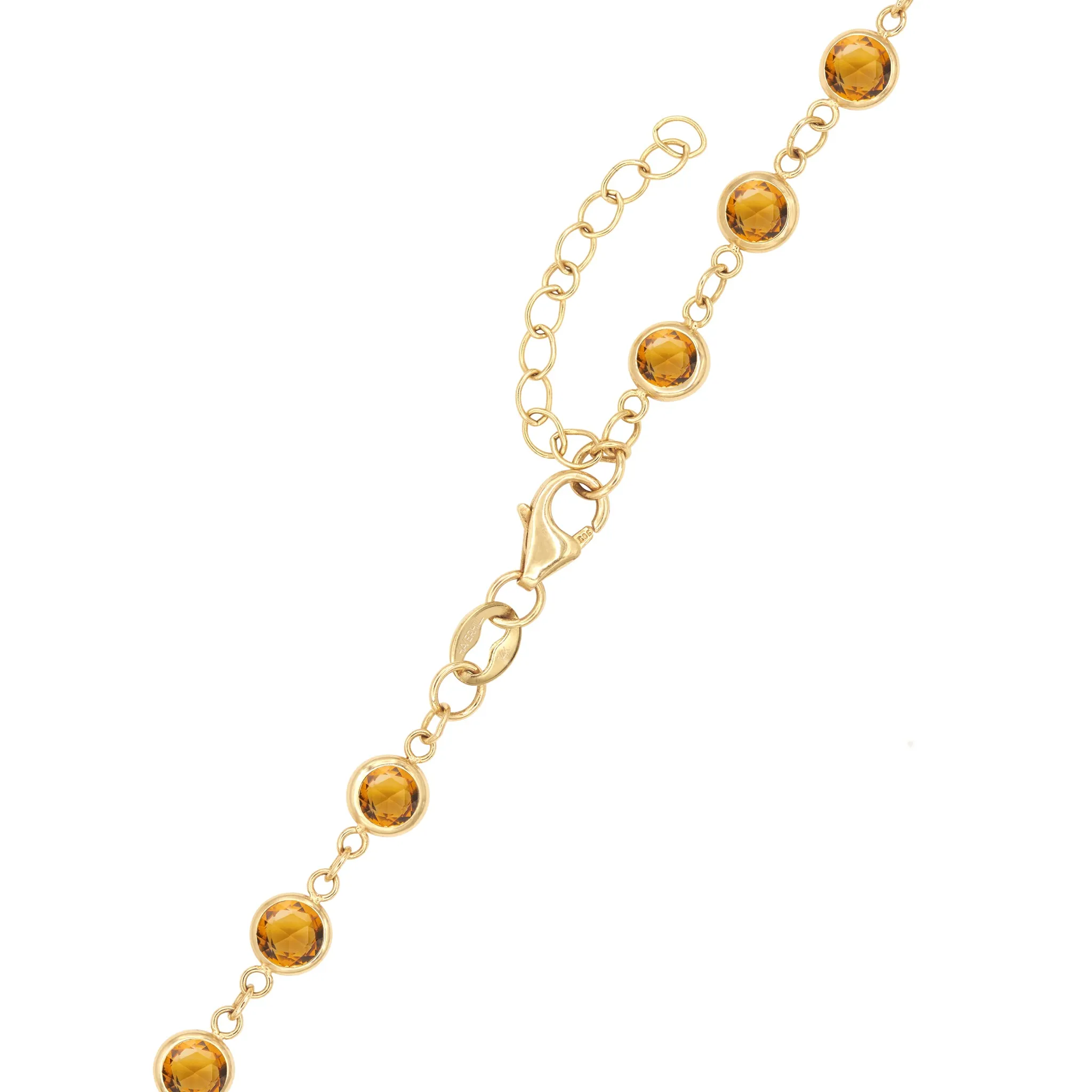 Rosecliff Diamond Small Circle & Newport Citrine Necklace in 14k Gold (November) sold by Haverhill product image thumbnail 5