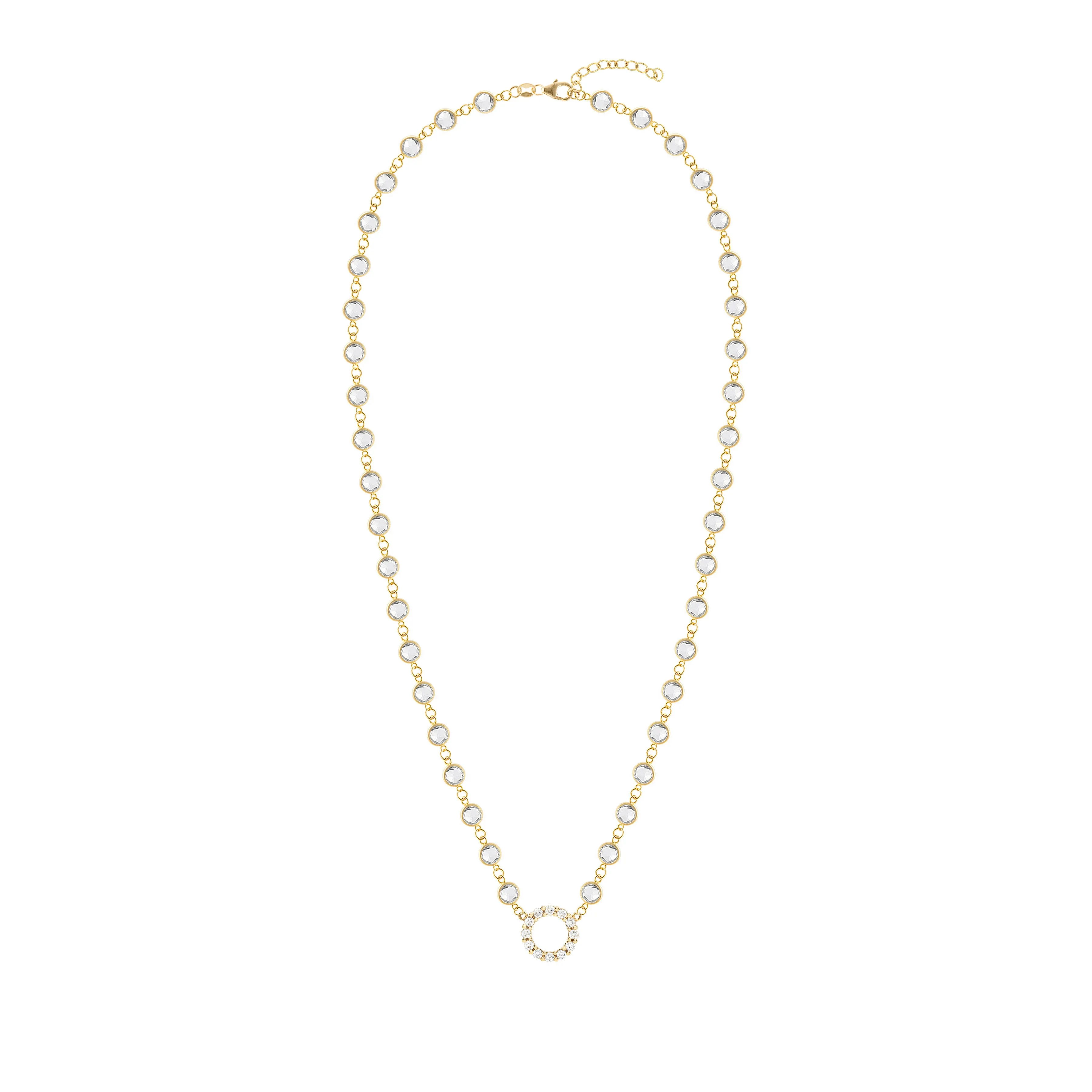 Rosecliff Diamond Small Circle & Newport White Topaz Necklace in 14k Gold (April) sold by Haverhill product image thumbnail 4