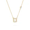 Diamond Clover & Aquamarine Necklace in 14k Gold (March) sold by Haverhill