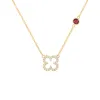 Diamond Clover & Garnet Necklace in 14k Gold (January) sold by Haverhill