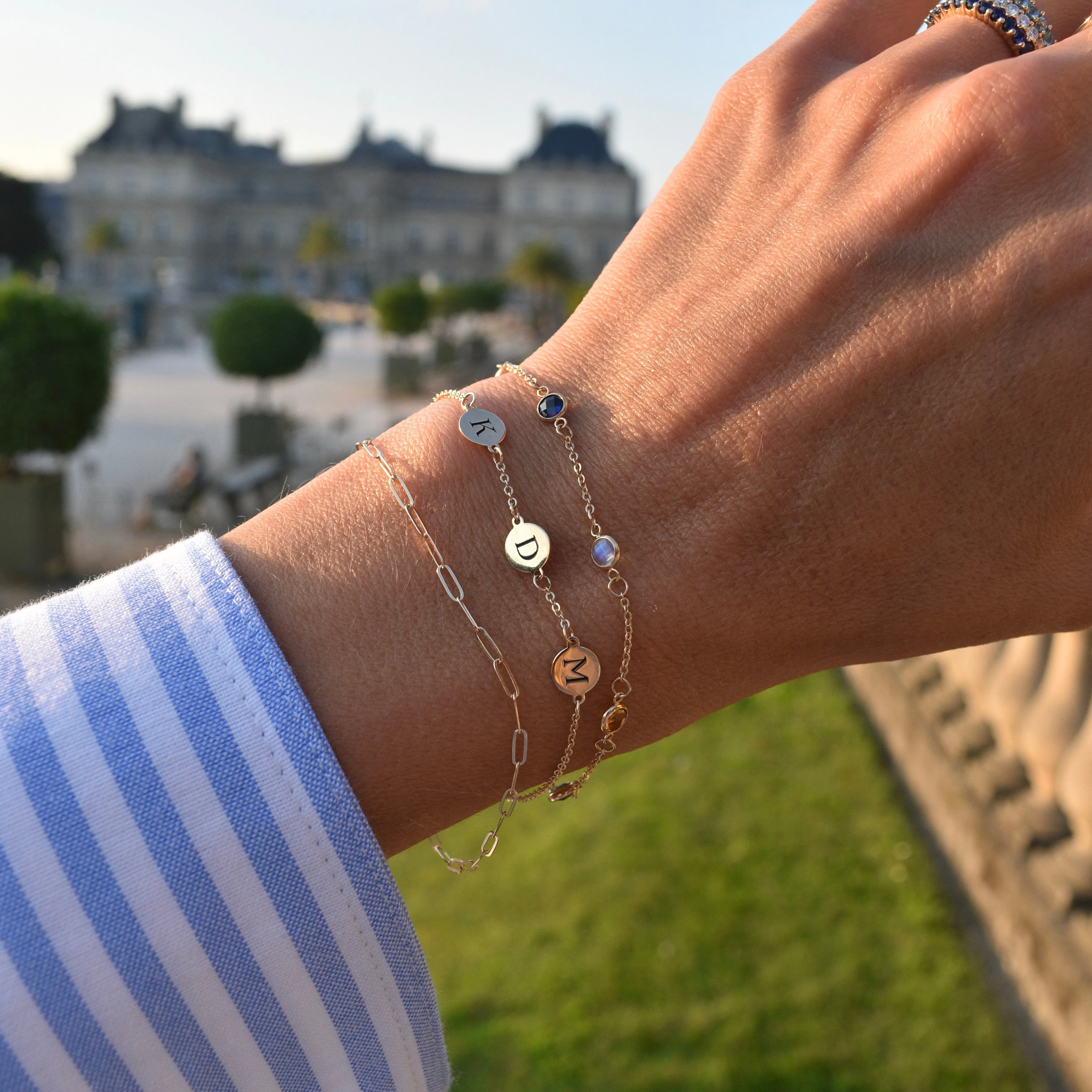 3 Letter Bracelet in 14k Gold (Single Spacing) sold by Haverhill product image thumbnail 2