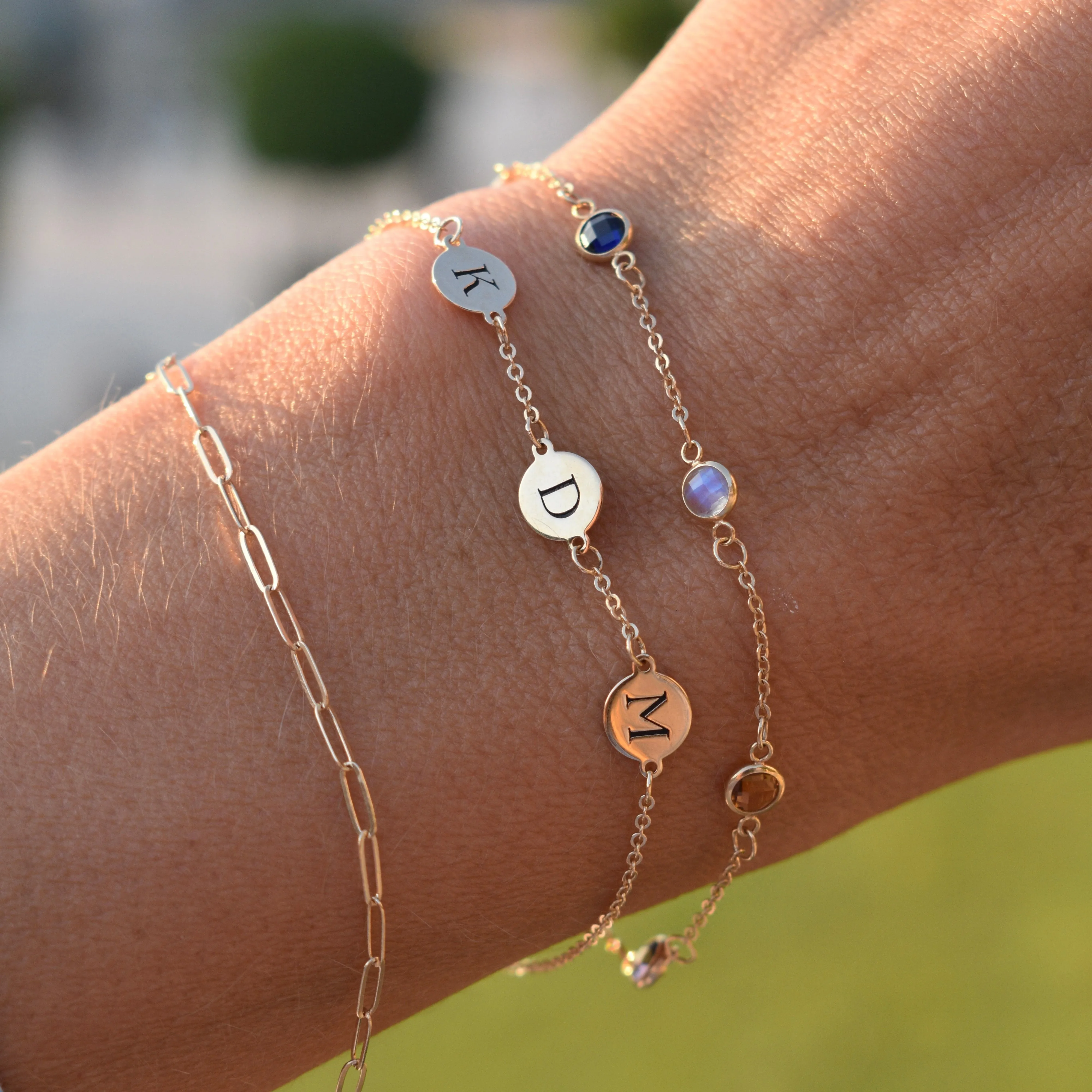 3 Letter Bracelet in 14k Gold (Single Spacing) sold by Haverhill product image thumbnail 3