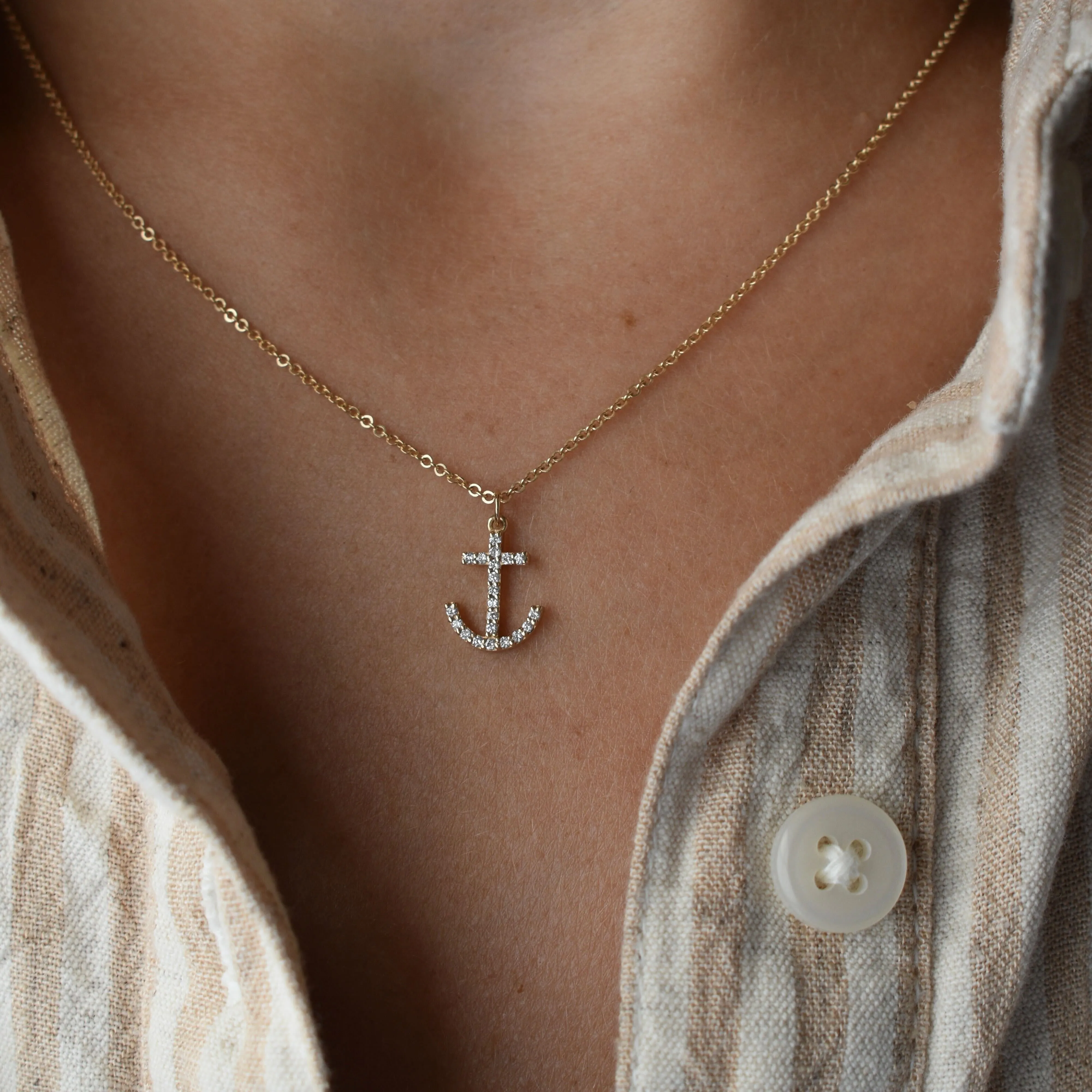 Diamond Anchor Pendant with Classic Chain in 14k Gold sold by Haverhill product image thumbnail 3