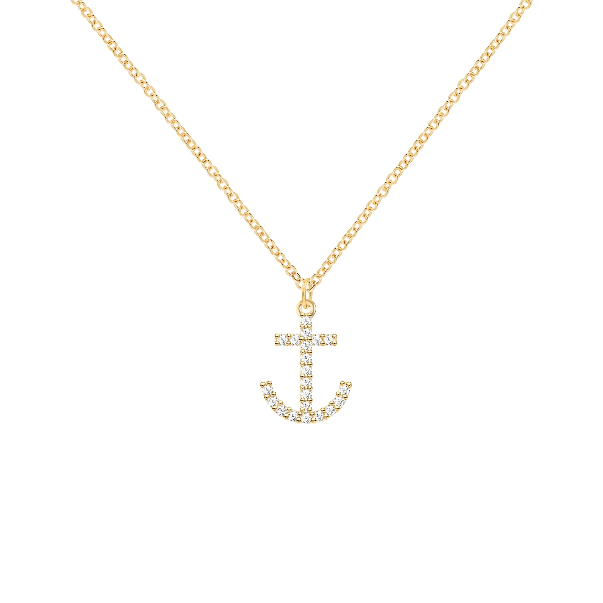 Diamond Anchor Pendant with Classic Chain in 14k Gold sold by Haverhill