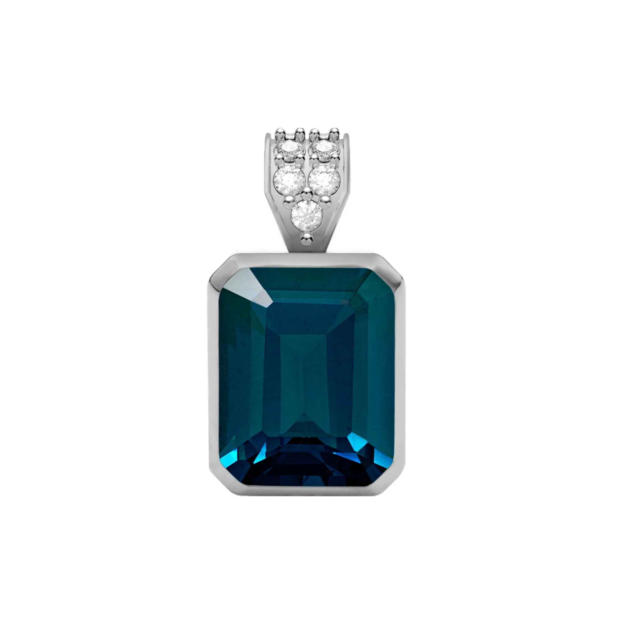 Warren Atlantic Blue Topaz Pendant with Diamond Bale in 14k Gold (December) sold by Haverhill product image thumbnail 5