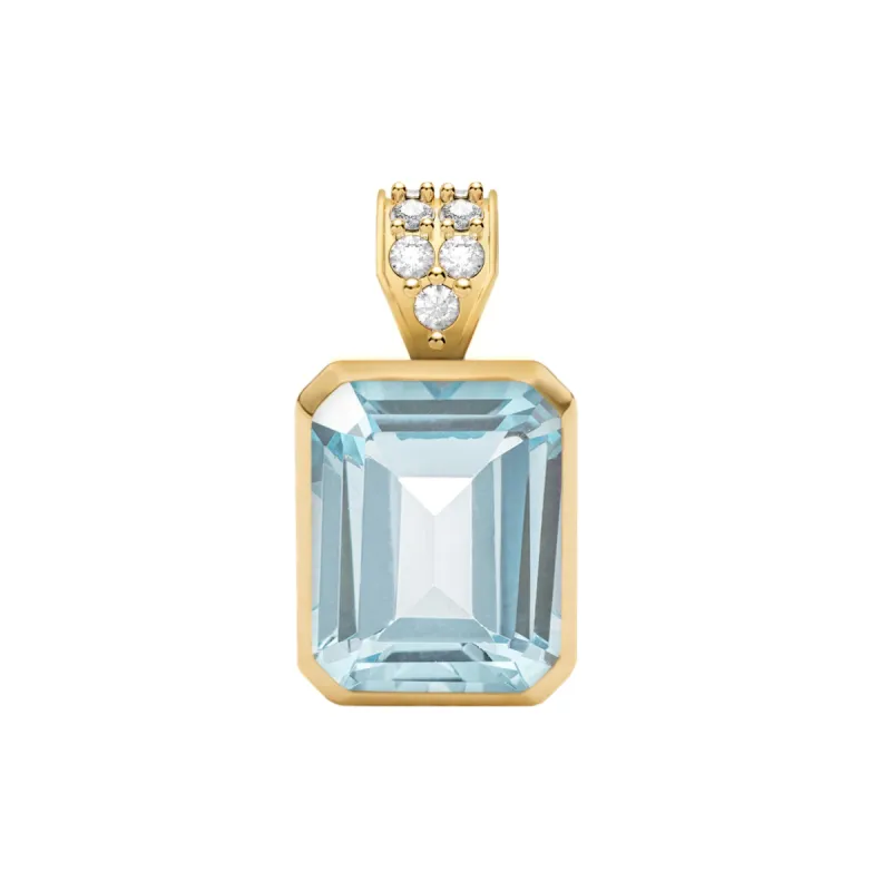 Warren Nantucket Blue Topaz Pendant with Diamond Bale in 14k Gold (December) sold by Haverhill