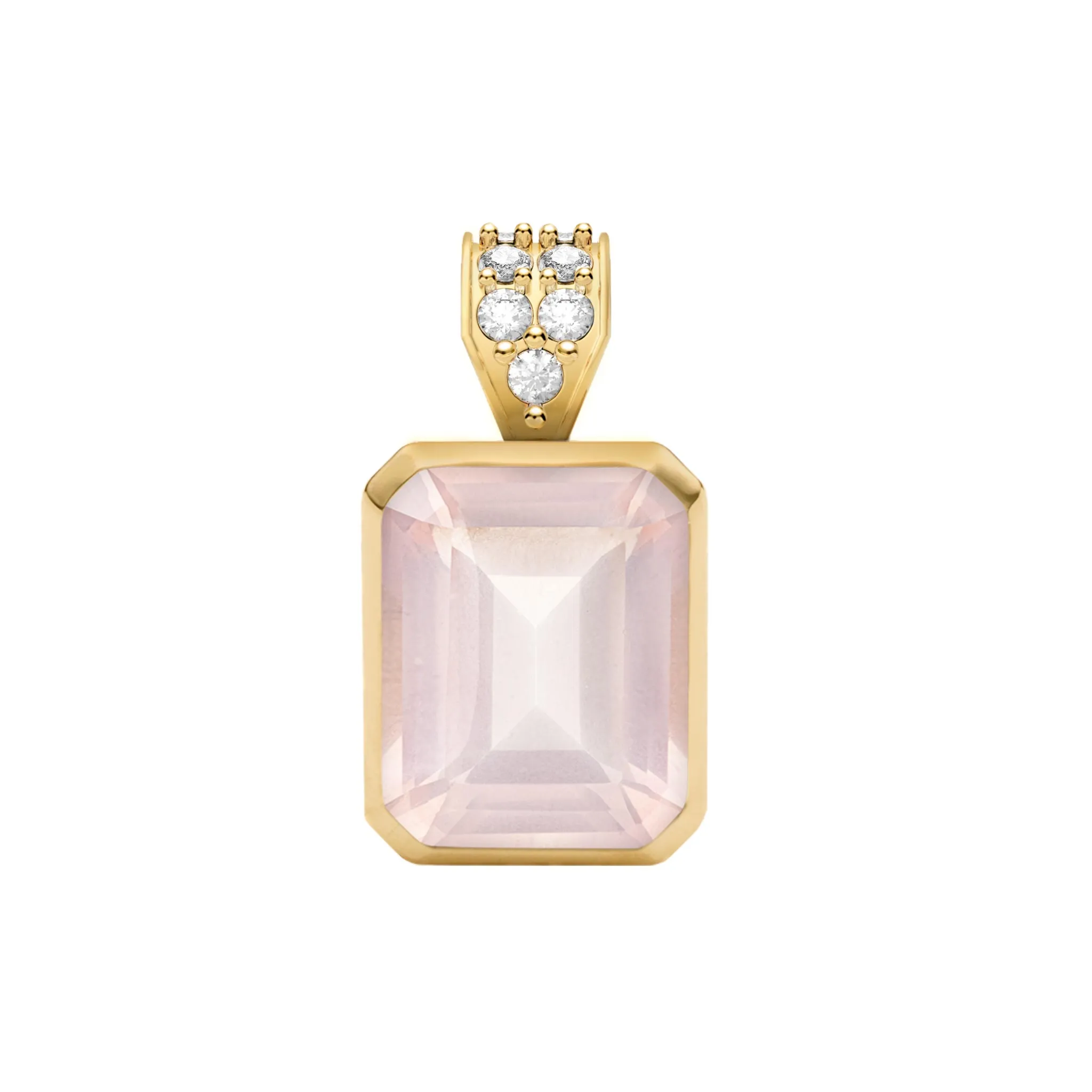 Warren Rose Quartz Pendant with Diamond Bale in 14k Gold (October) sold by Haverhill
