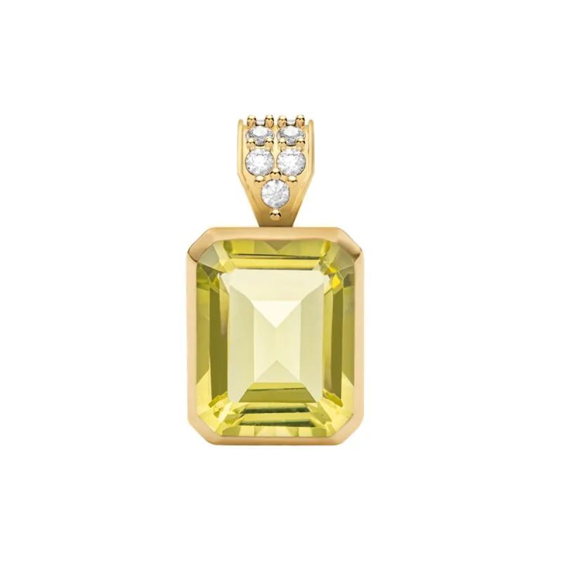 Warren Lemon Verbena Quartz Pendant with Diamond Bale in 14k Gold (August) sold by Haverhill
