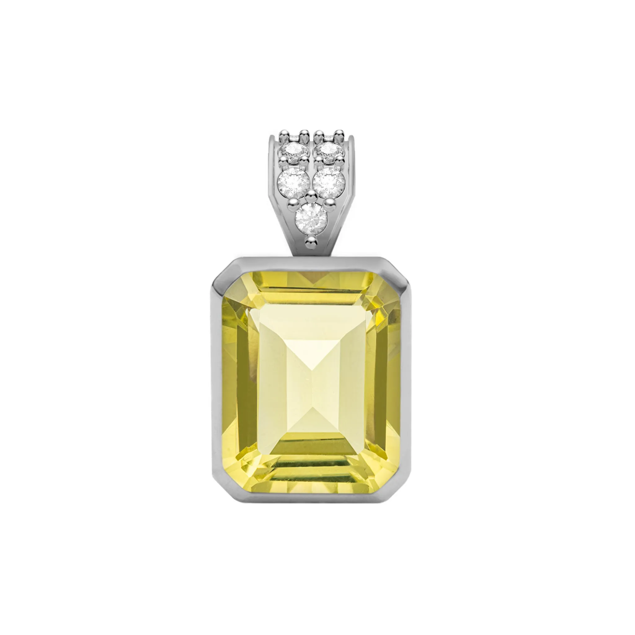 Warren Lemon Verbena Quartz Pendant with Diamond Bale in 14k Gold (August) sold by Haverhill product image thumbnail 5