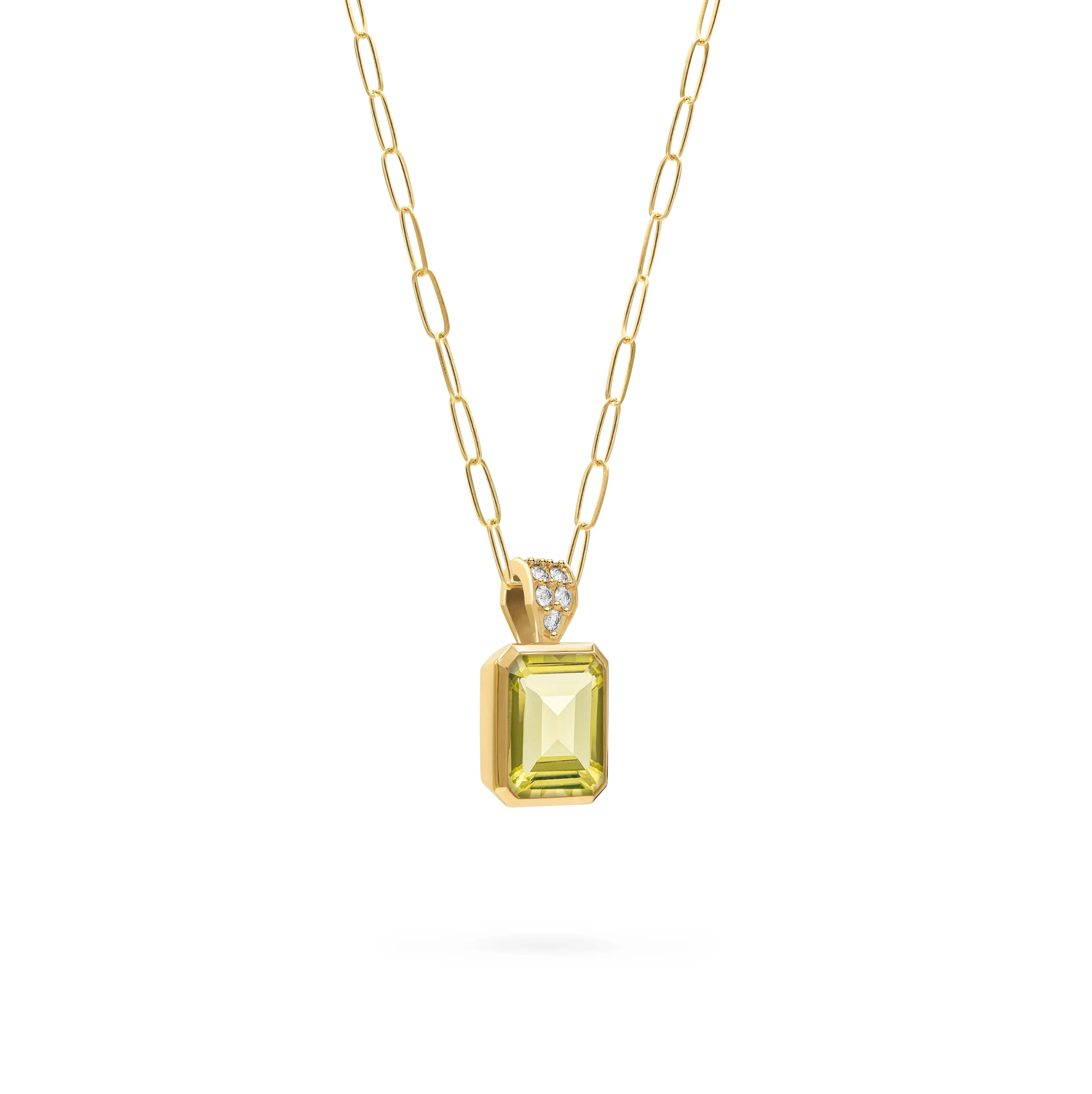 Warren Lemon Verbena Quartz Pendant with Diamond Bale in 14k Gold (August) sold by Haverhill product image thumbnail 4