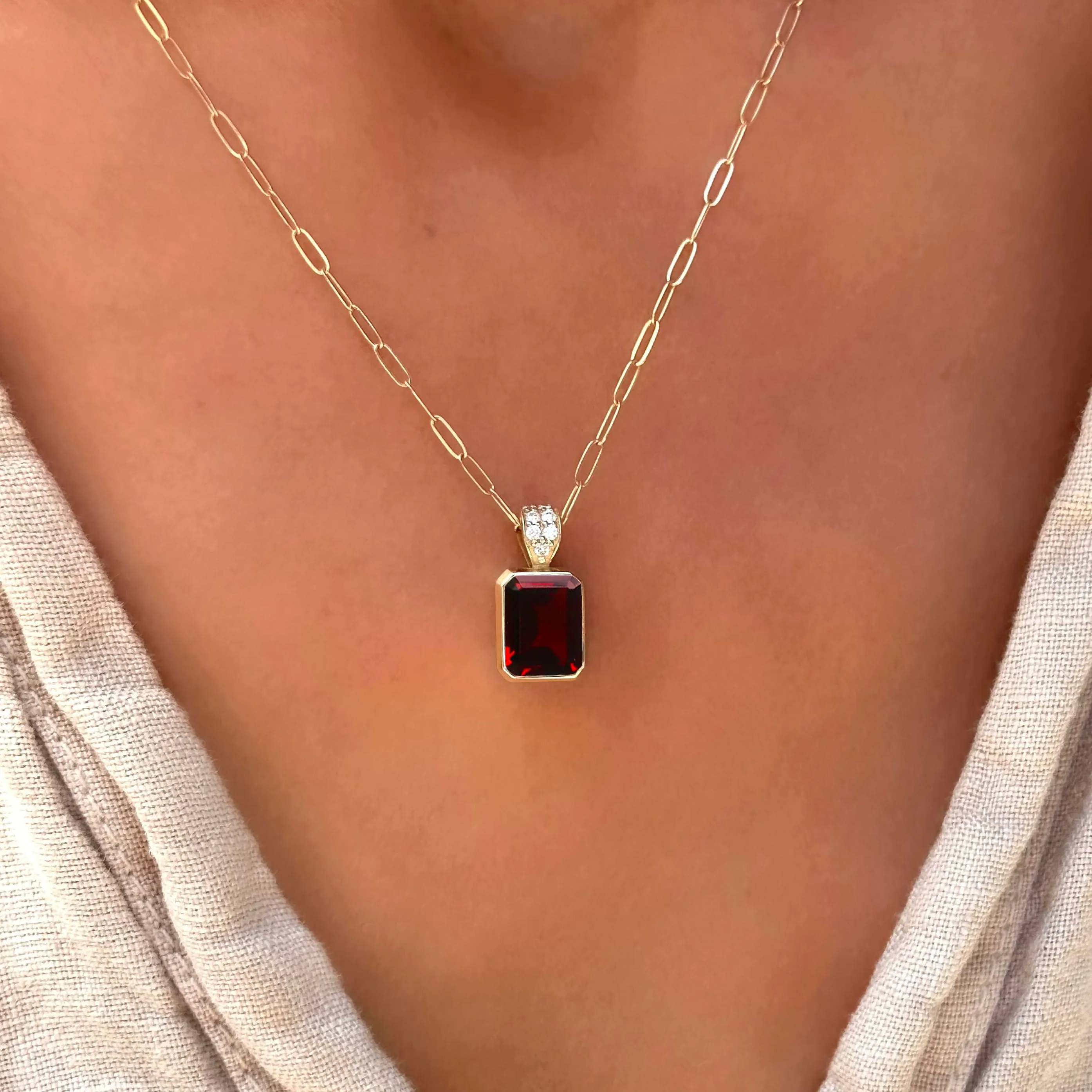 Warren Garnet Pendant with Diamond Bale in 14k Gold (January) sold by Haverhill product image thumbnail 3
