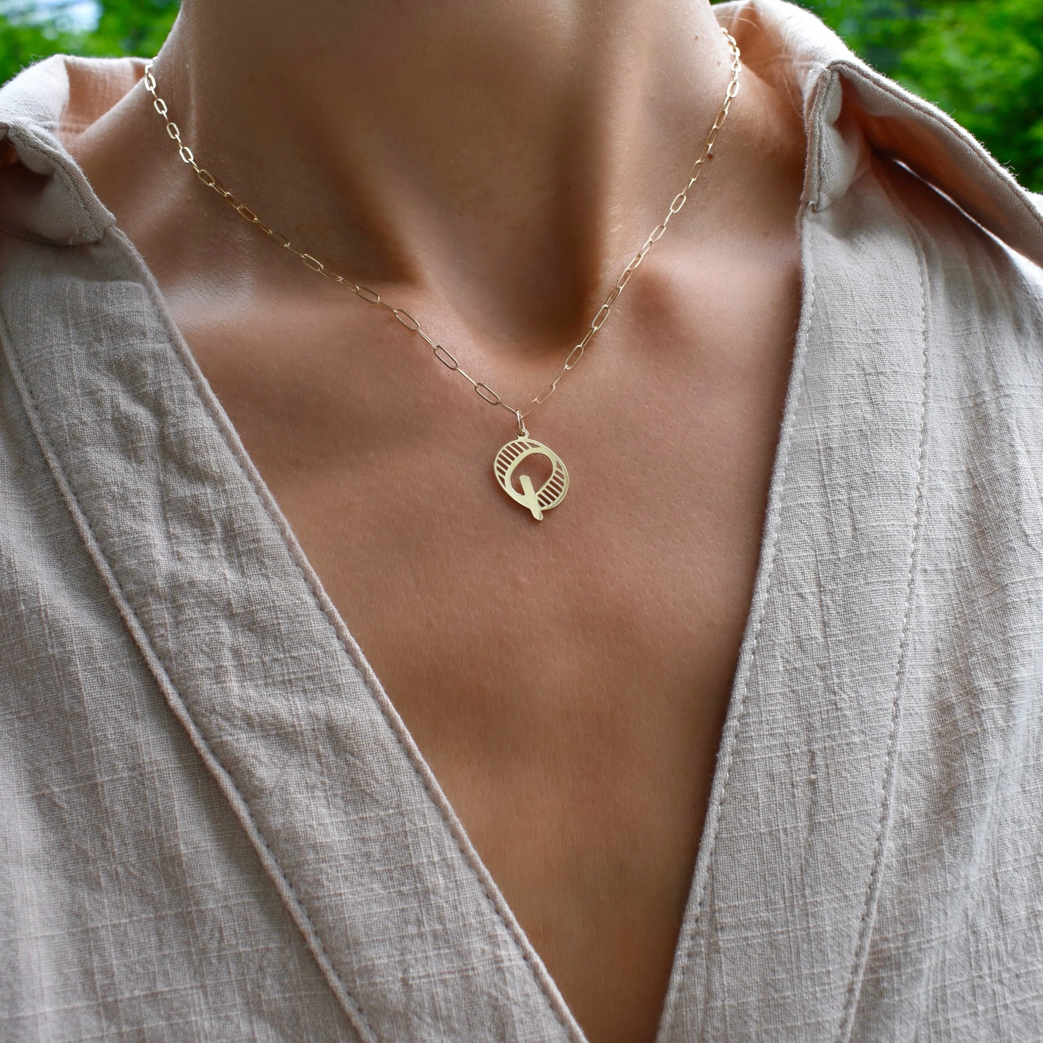 Essex Letter Q Pendant in 14k Gold sold by Haverhill product image thumbnail 2