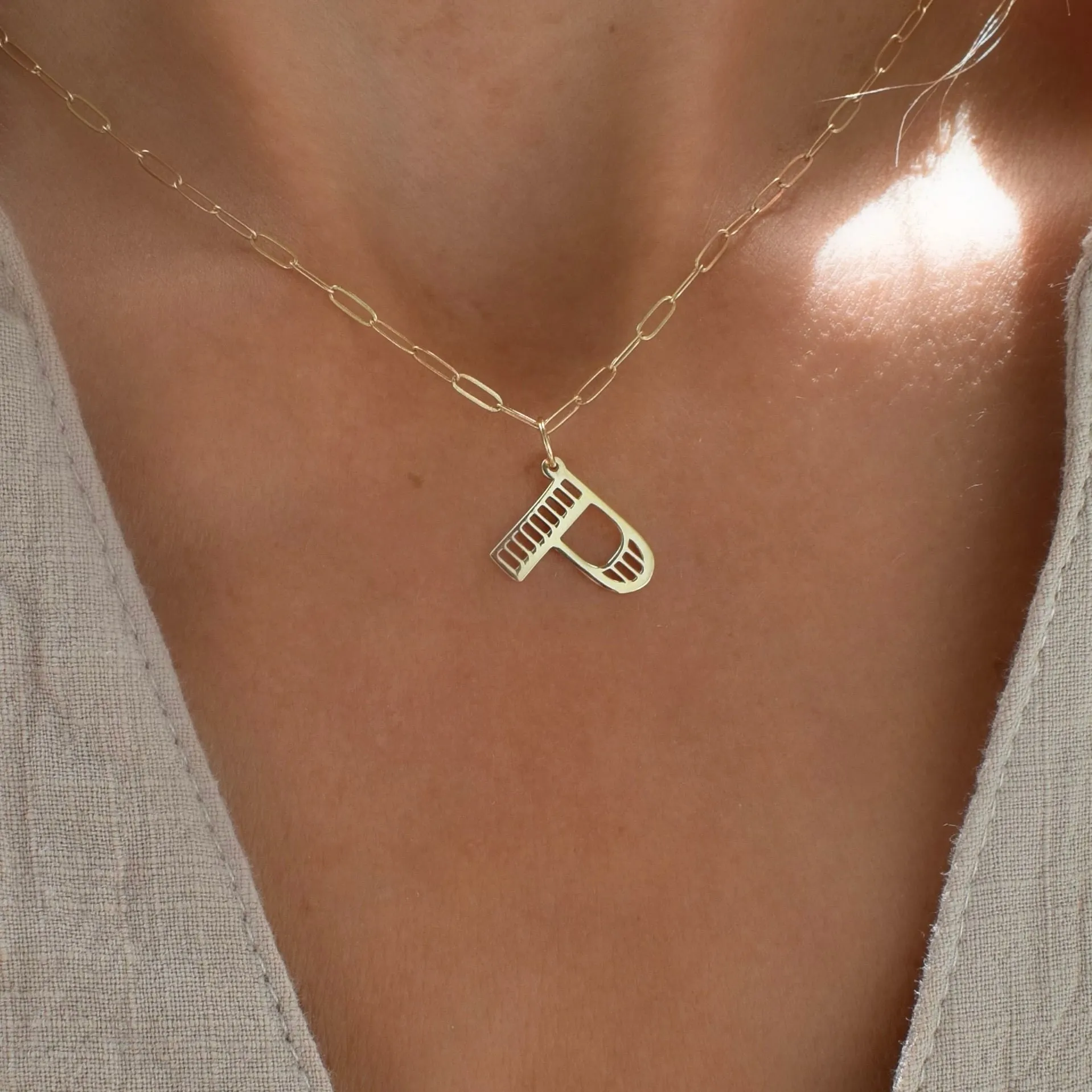 Essex Letter P Pendant in 14k Gold sold by Haverhill product image thumbnail 3