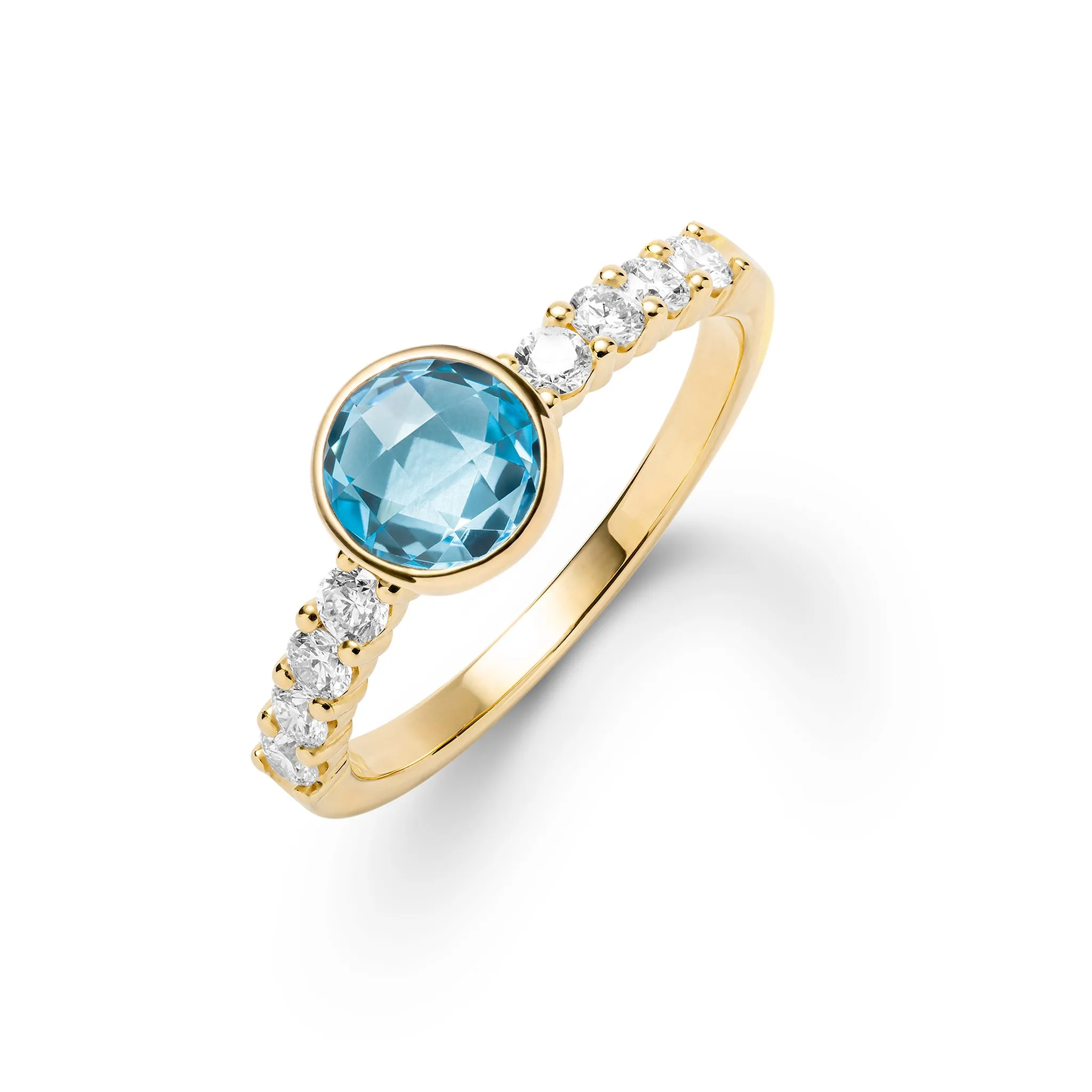Rosecliff Grand Nantucket Blue Topaz Ring in 14k Gold (December) sold by Haverhill