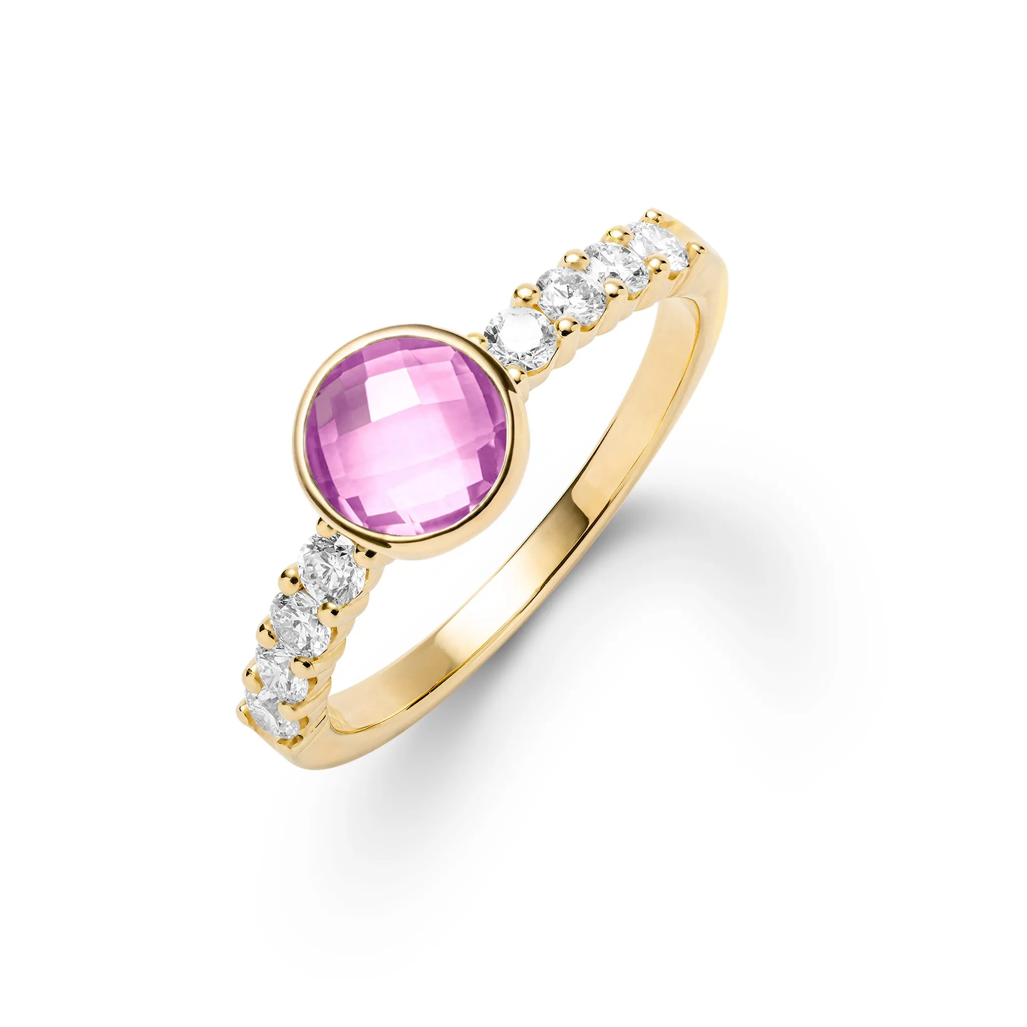 Rosecliff Grand Pink Sapphire Ring in 14k Gold (October) sold by Haverhill