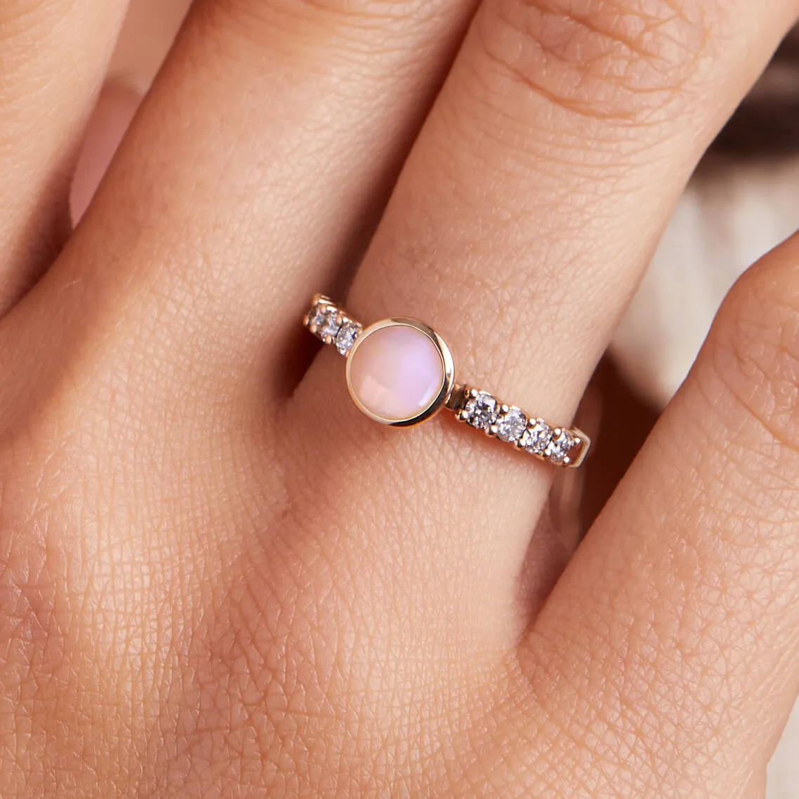Rosecliff Grand Pink Opal Ring in 14k Gold (October) sold by Haverhill product image thumbnail 3