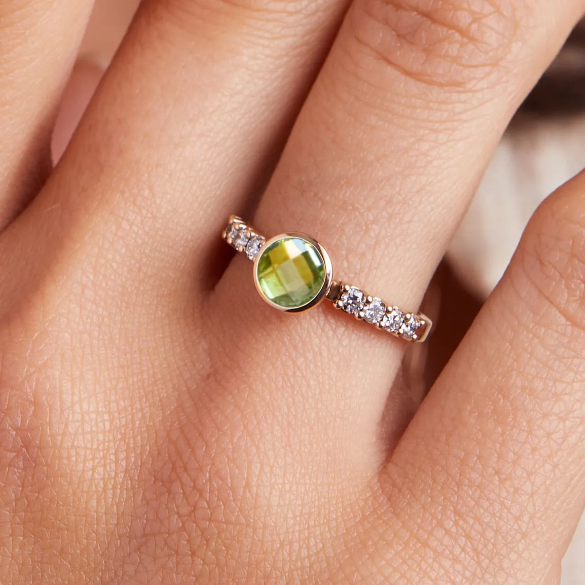Rosecliff Grand Peridot Ring in 14k Gold (August) sold by Haverhill product image thumbnail 3