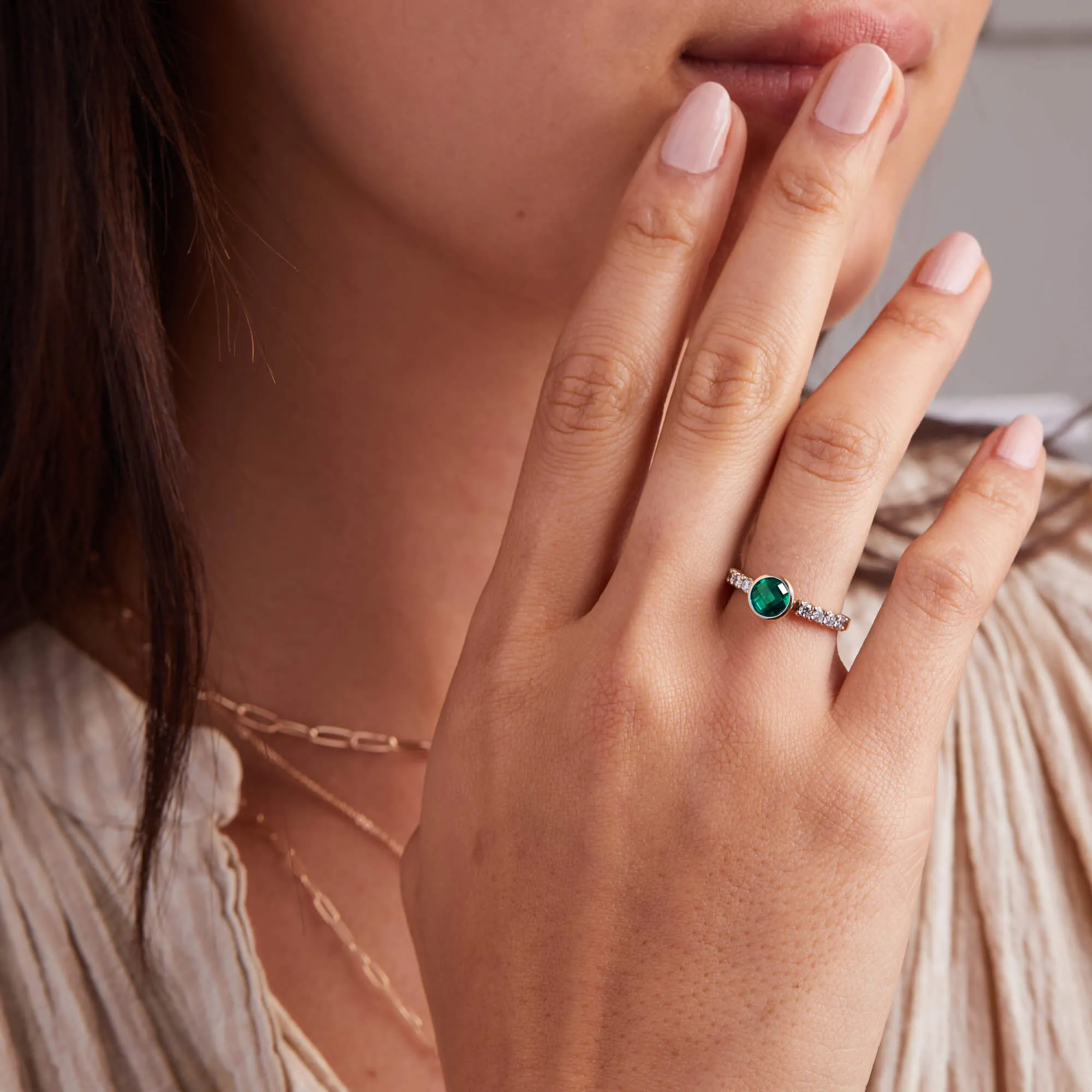 Rosecliff Grand Emerald Ring in 14k Gold (May) sold by Haverhill product image thumbnail 2
