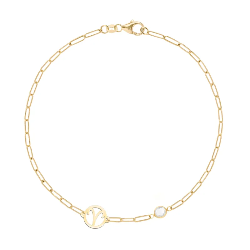 Zodiac & Birthstone Adelaide Mini Bracelet in 14k Gold sold by Haverhill