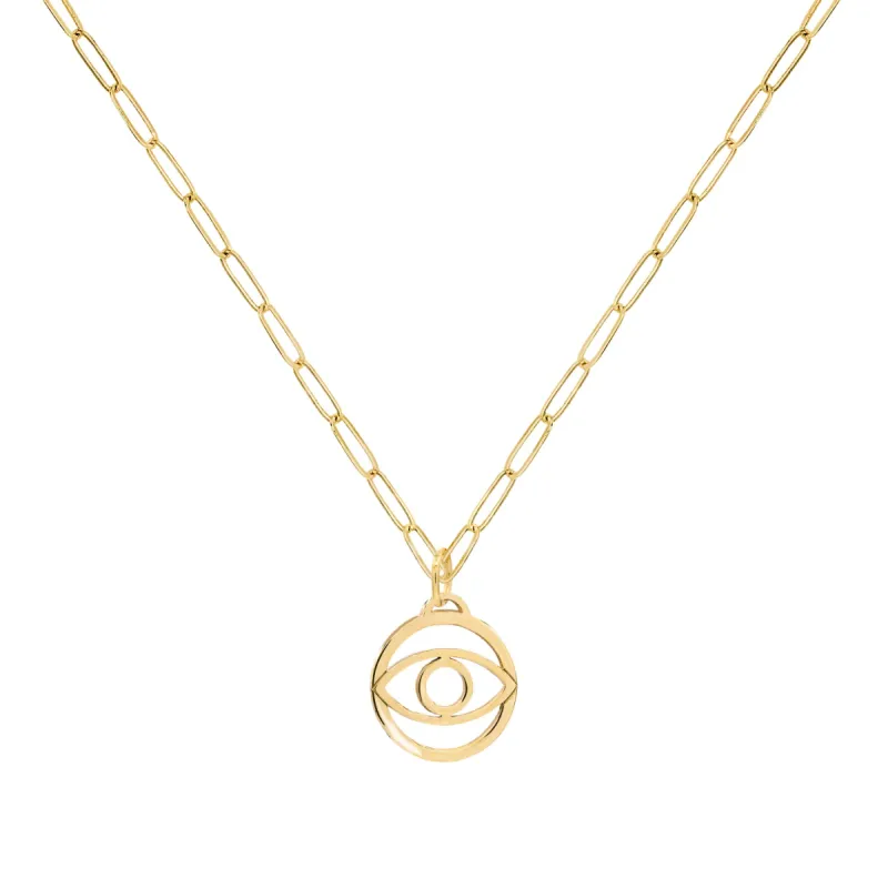 Evil Eye Pendant with Adelaide Mini Chain in 14k Gold sold by Haverhill