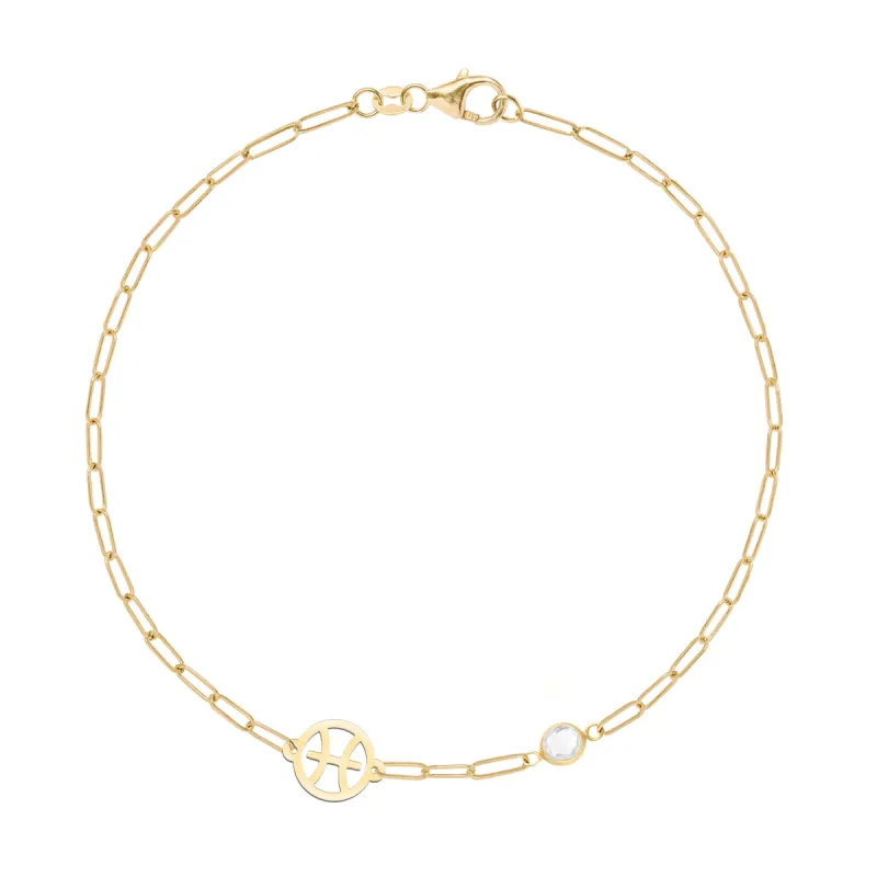 Pisces & Birthstone Bracelet on Adelaide Mini in 14k Gold sold by Haverhill