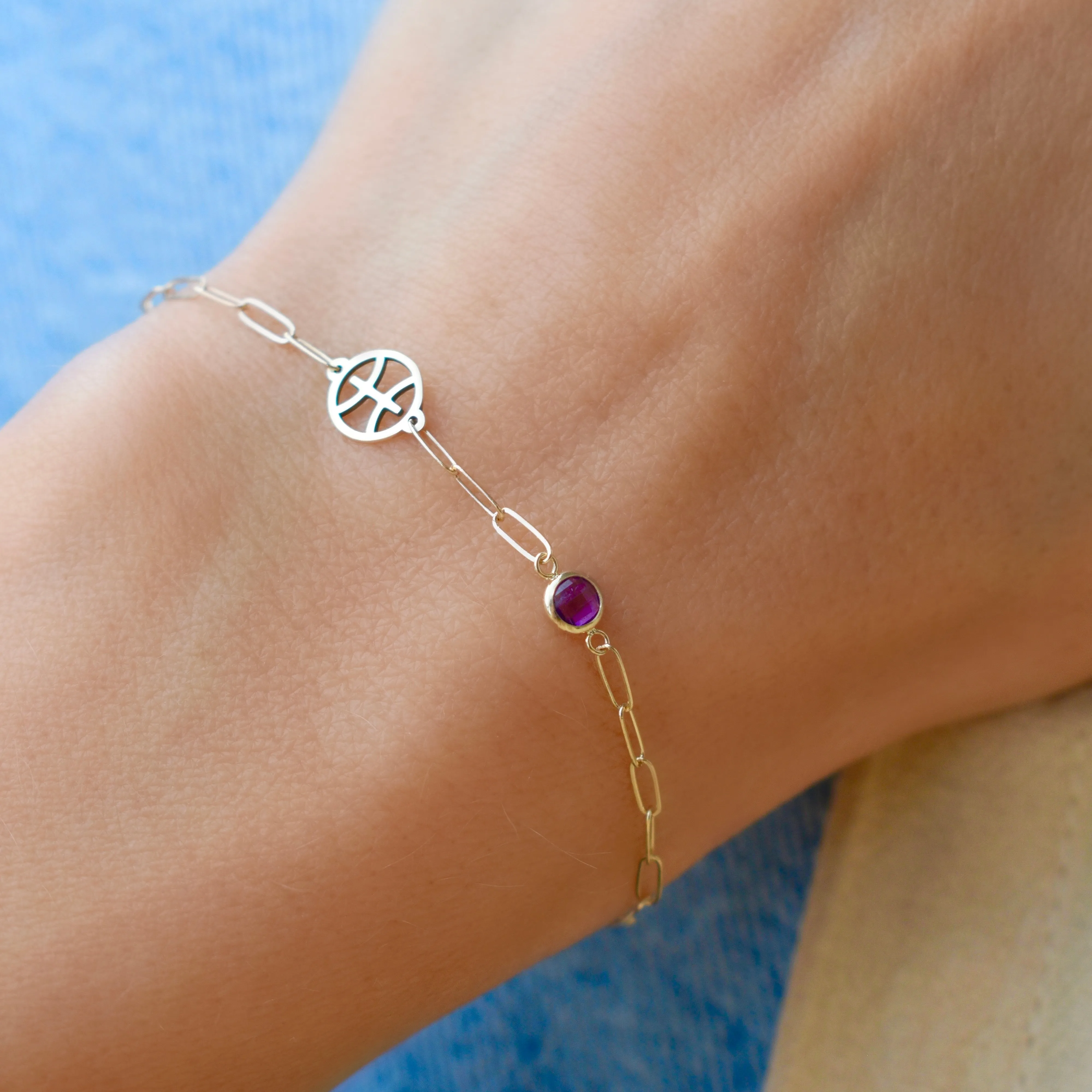 Pisces & Birthstone Bracelet on Adelaide Mini in 14k Gold sold by Haverhill product image thumbnail 3