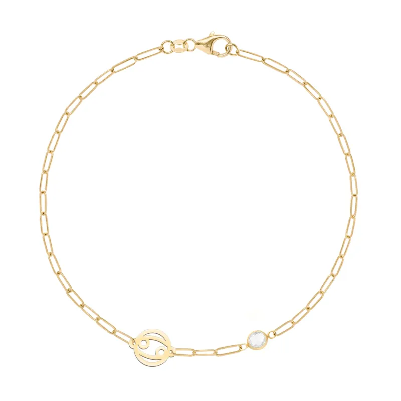 Cancer & Birthstone Bracelet on Adelaide Mini in 14k Gold made by Haverhill