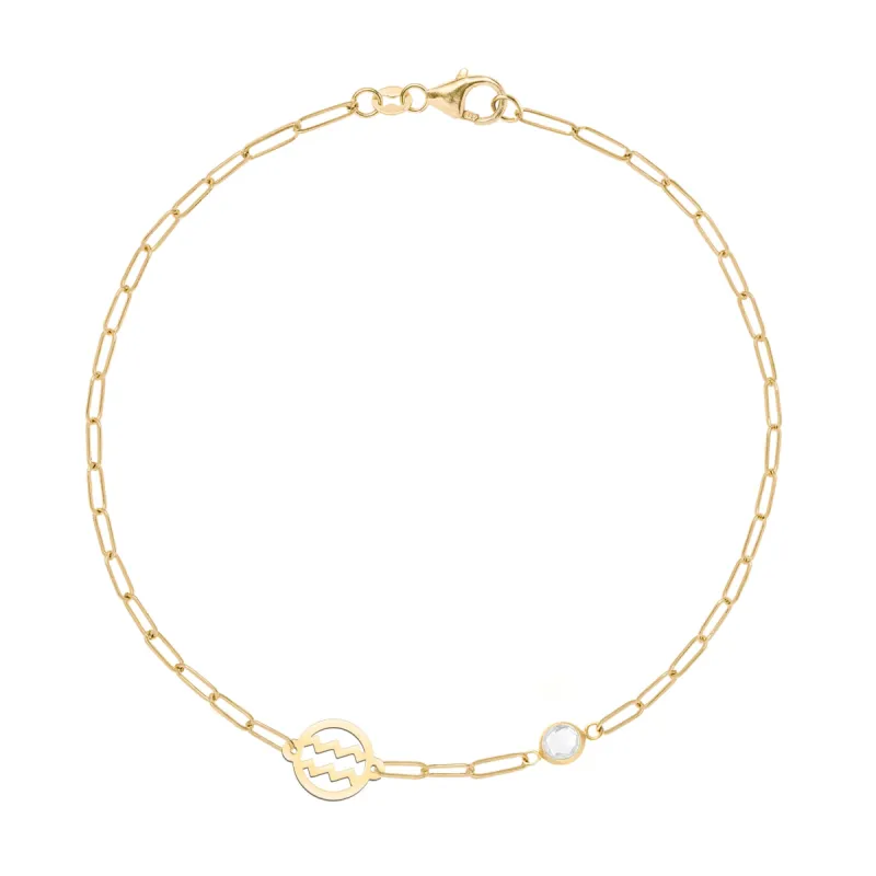Aquarius & Birthstone Bracelet on Adelaide Mini in 14k Gold sold by Haverhill