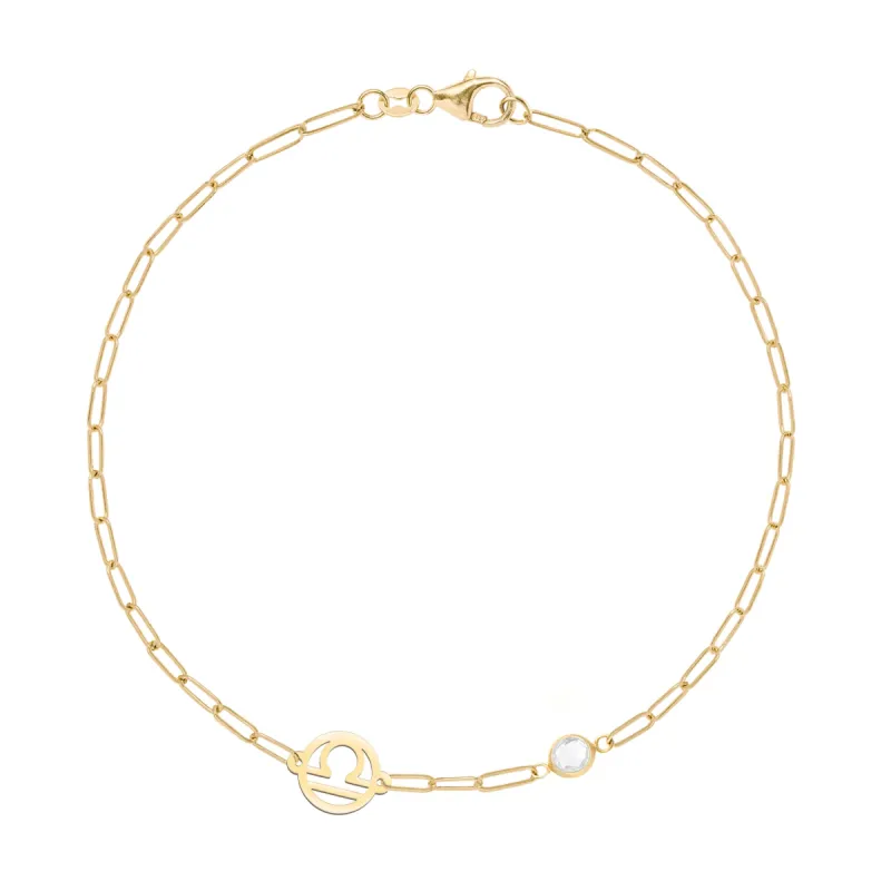 Libra & Birthstone Adelaide Mini Bracelet in 14k Gold sold by Haverhill