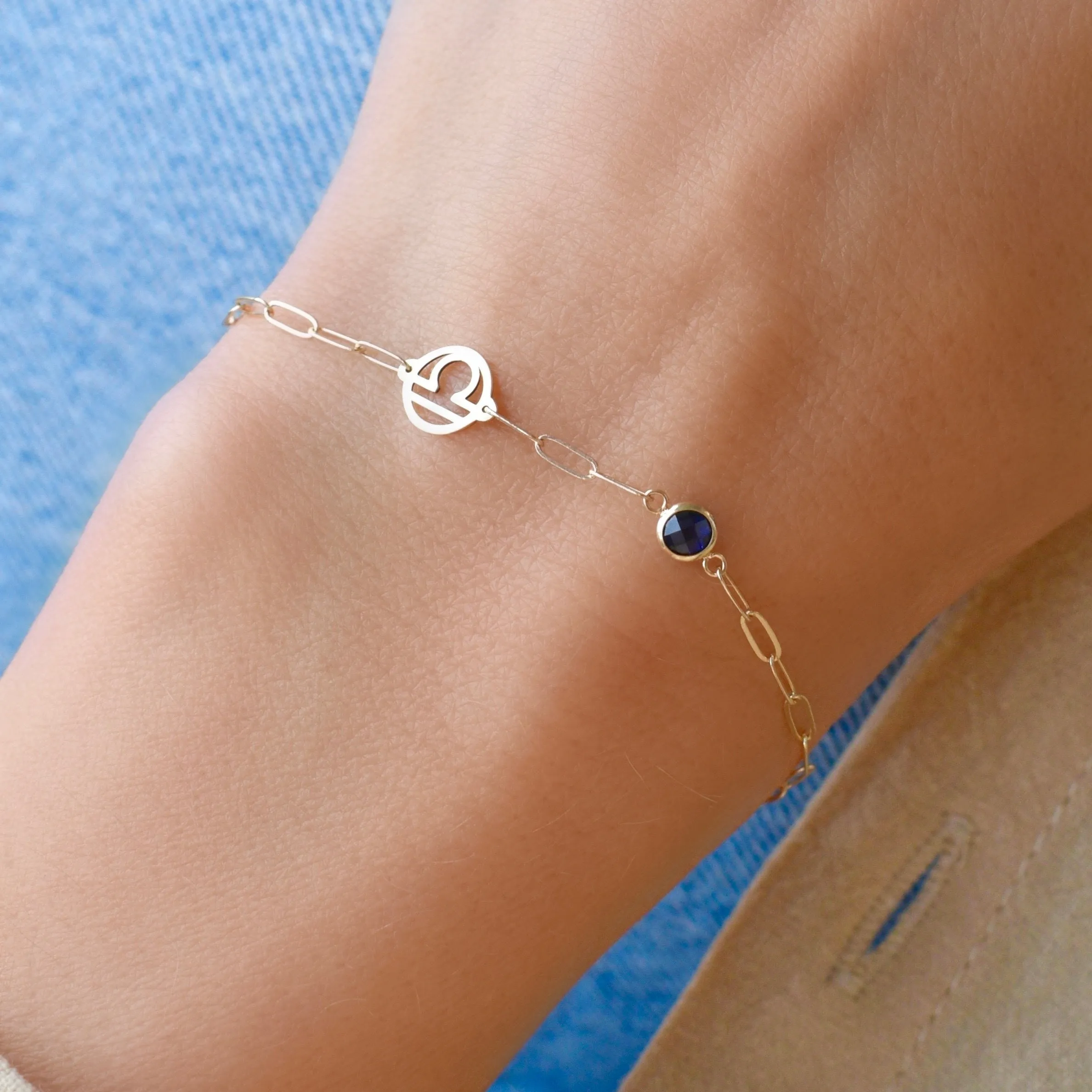Libra & Birthstone Bracelet on Adelaide Mini in 14k Gold sold by Haverhill product image thumbnail 3