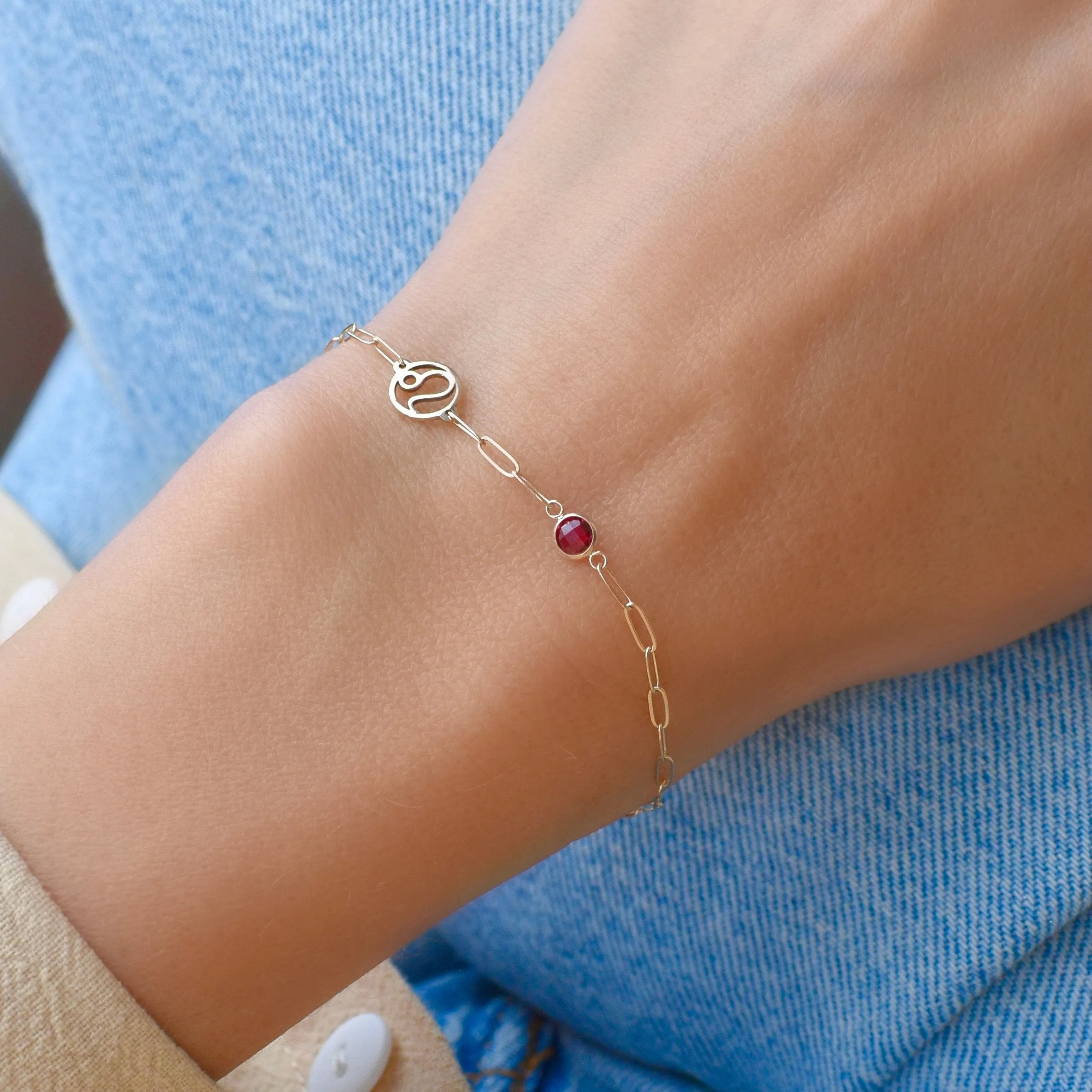 Leo & Birthstone Bracelet on Adelaide Mini in 14k Gold sold by Haverhill product image thumbnail 3