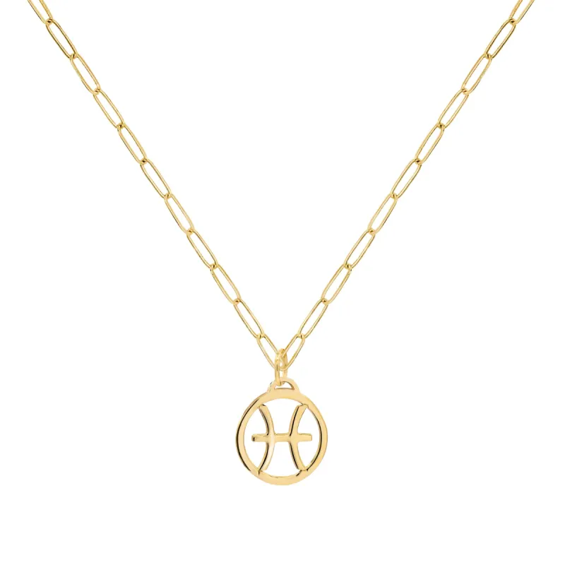 Flat Pisces Pendant with Adelaide Mini Chain in 14k Gold sold by Haverhill