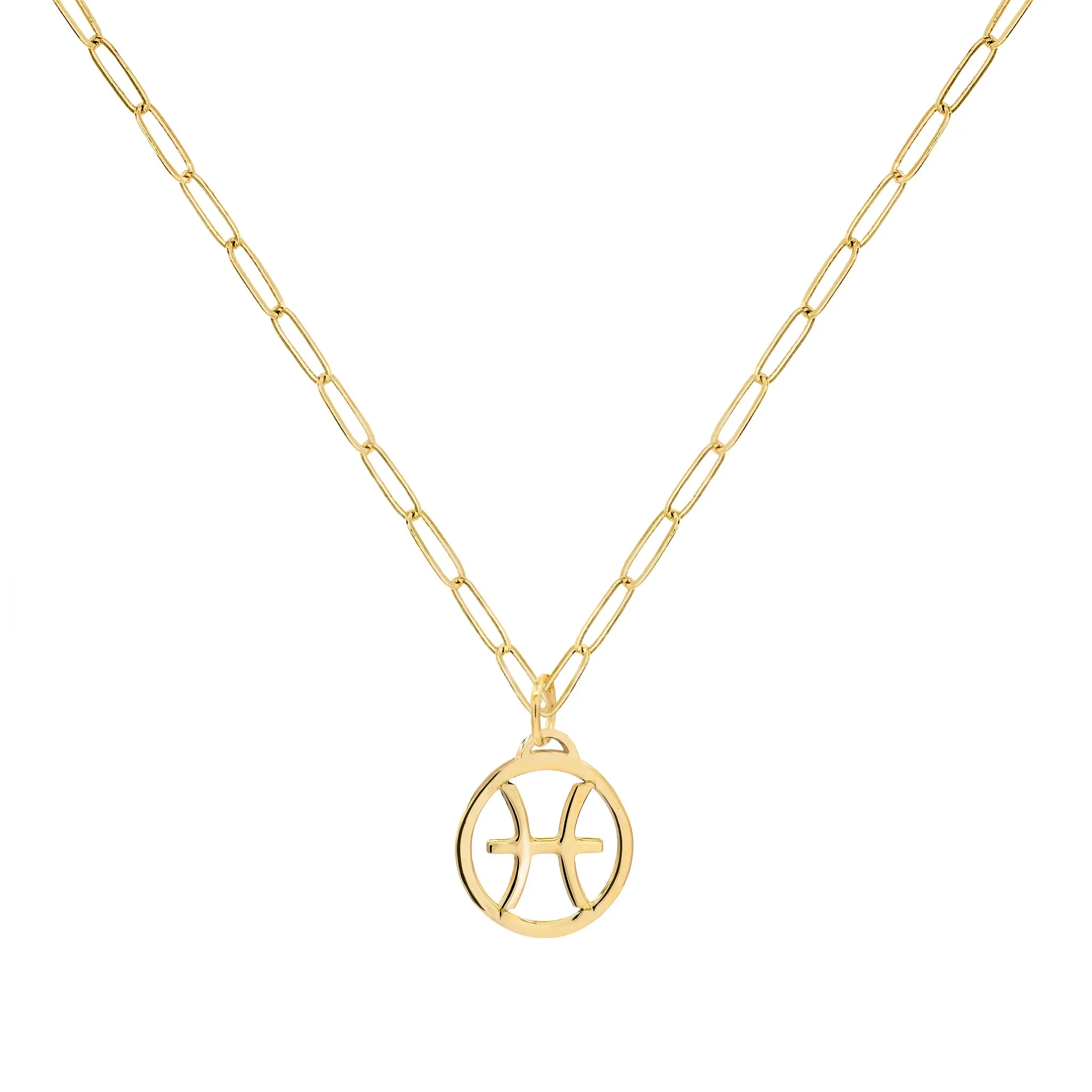 Flat Pisces Pendant with Adelaide Mini Chain in 14k Gold sold by Haverhill
