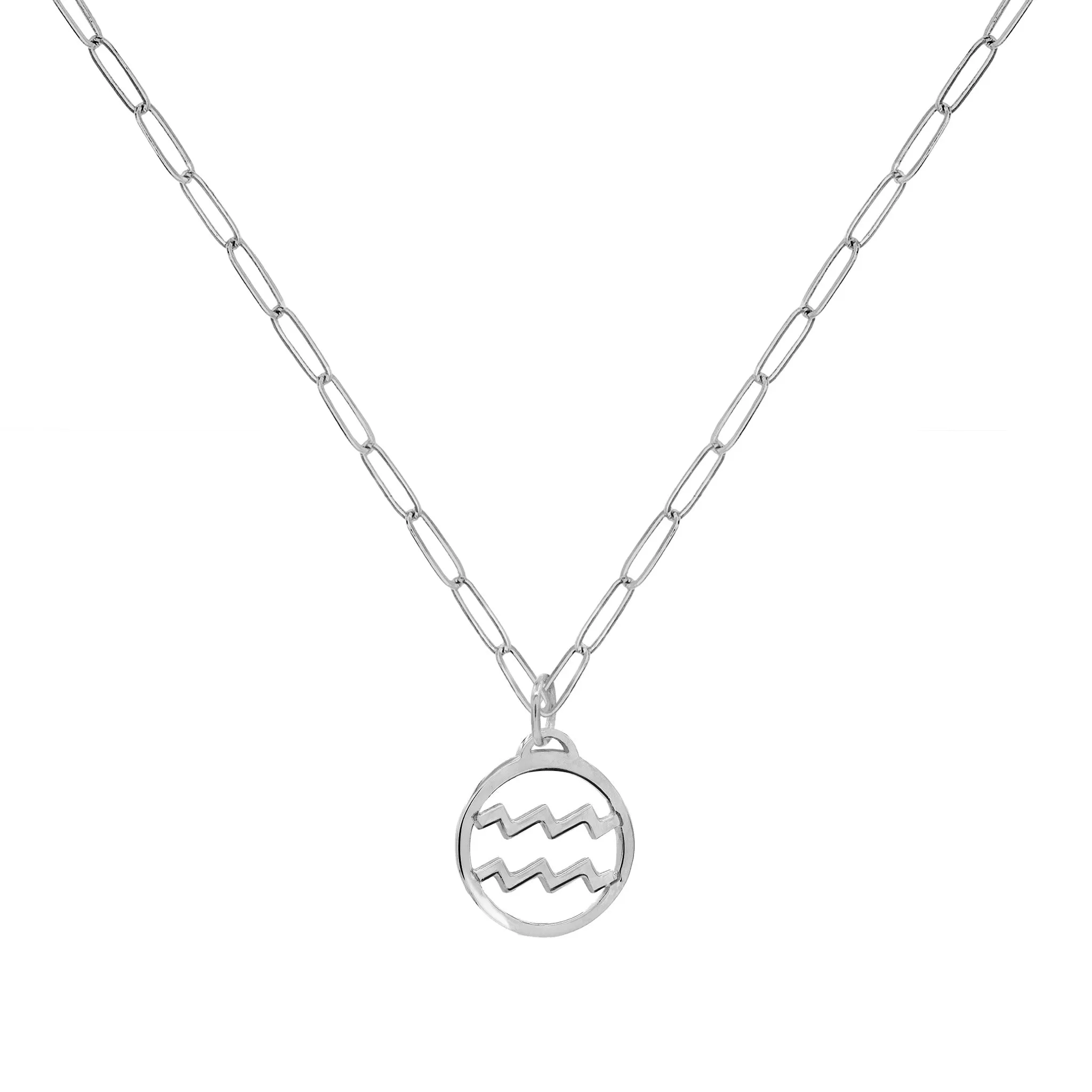 Flat Aquarius Pendant with Adelaide Mini Chain in 14k Gold sold by Haverhill product image thumbnail 5