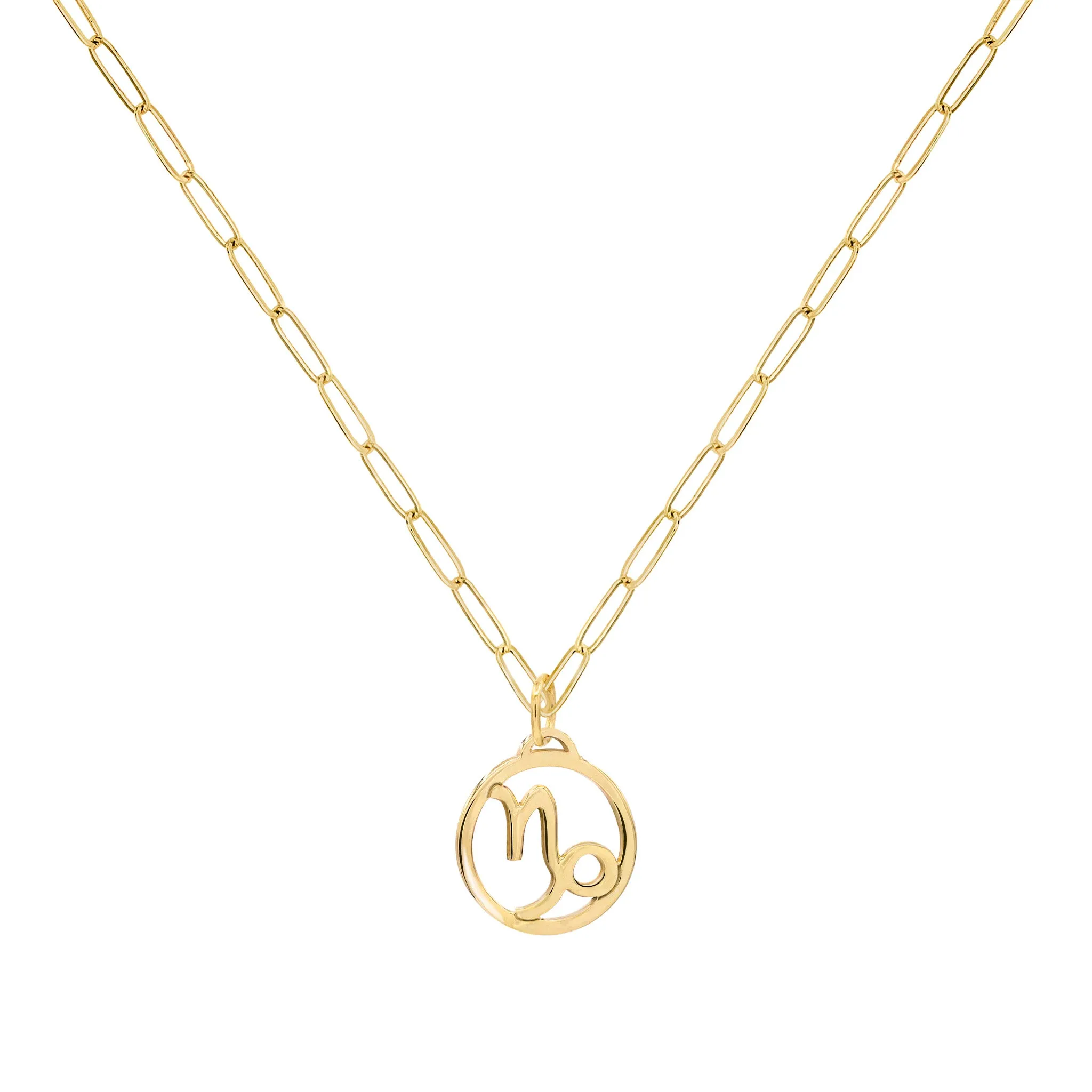 Flat Capricorn Pendant with Adelaide Mini Chain in 14k Gold sold by Haverhill