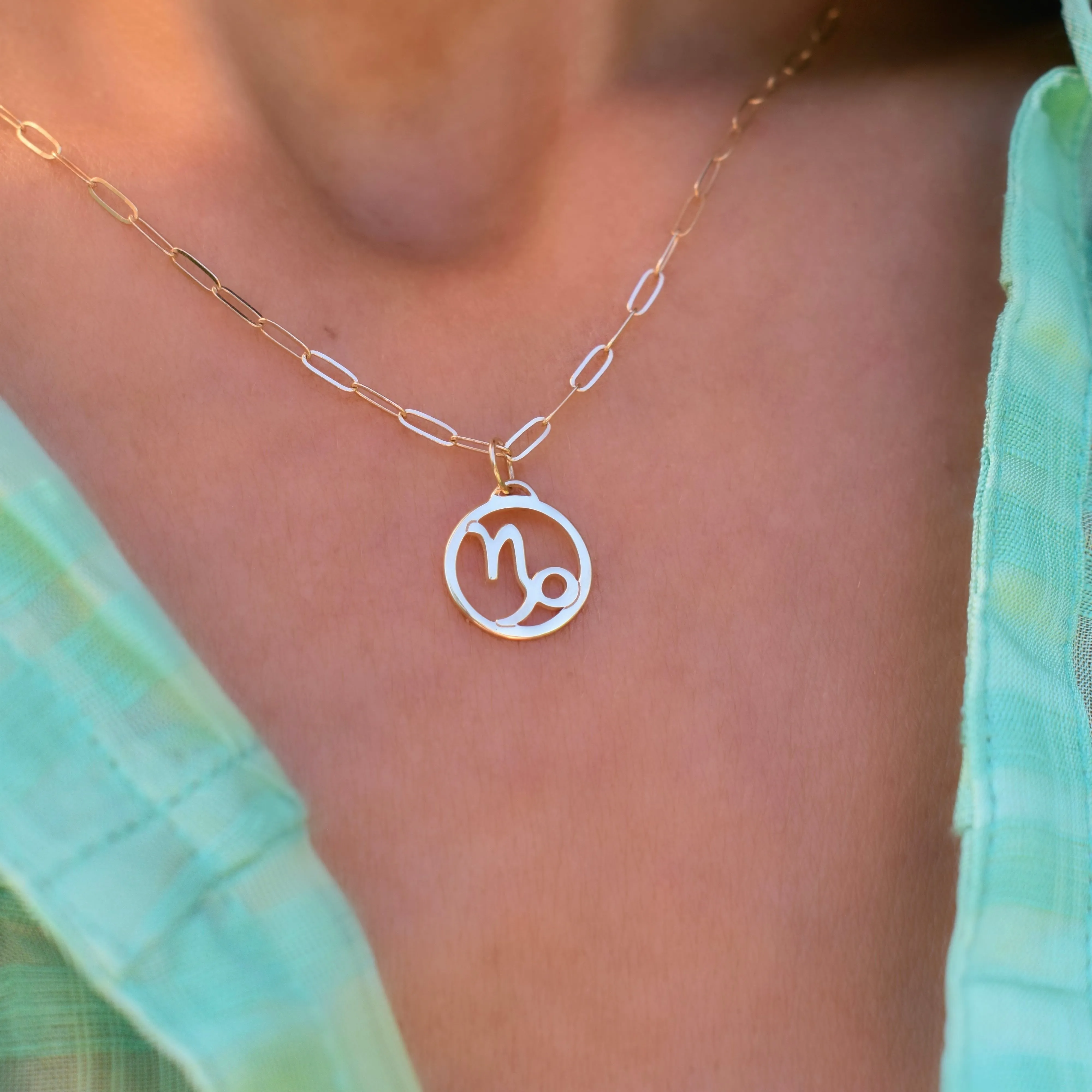 Flat Capricorn Pendant with Adelaide Mini Chain in 14k Gold sold by Haverhill product image thumbnail 3