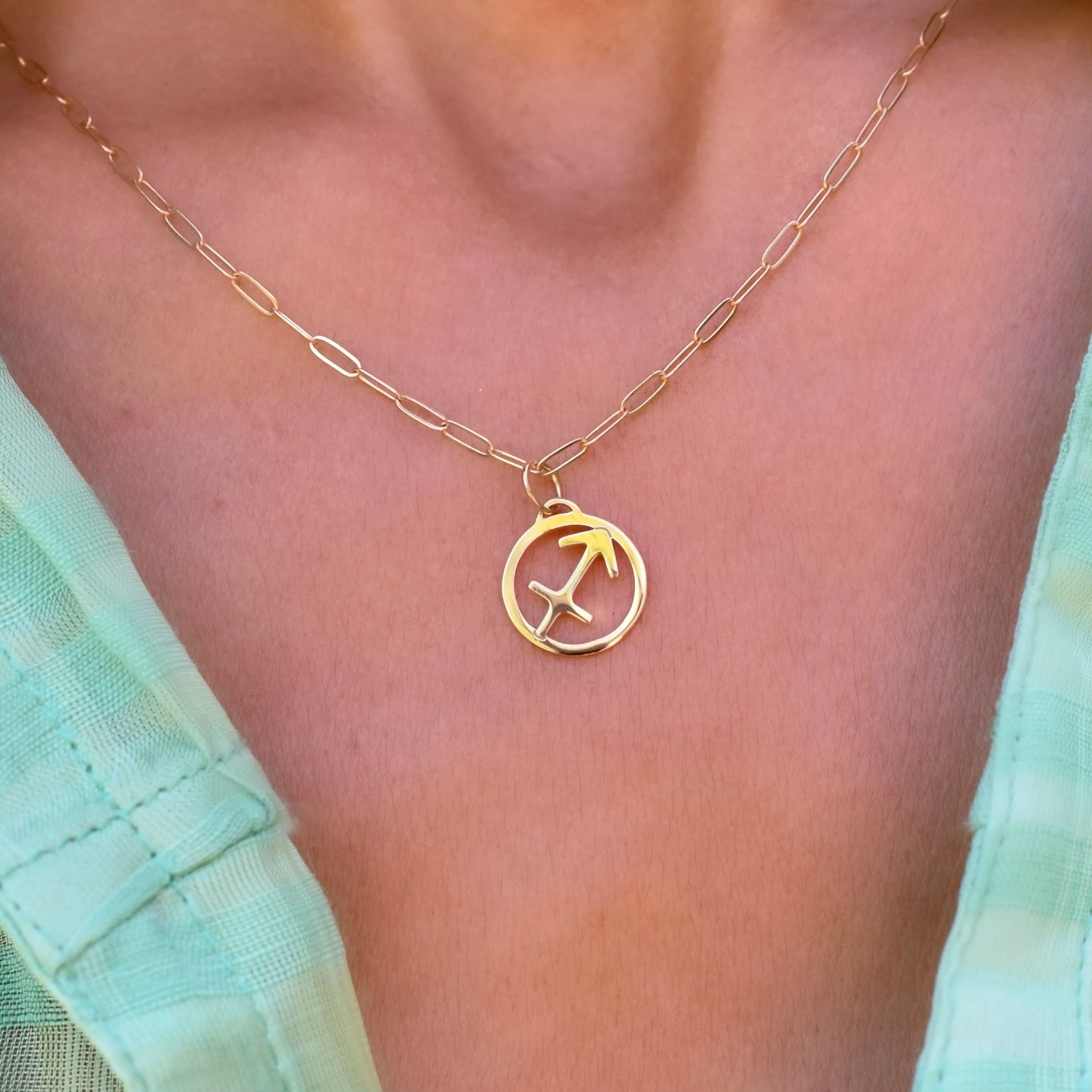 Flat Sagittarius Pendant with Adelaide Mini Chain in 14k Gold sold by Haverhill product image thumbnail 3