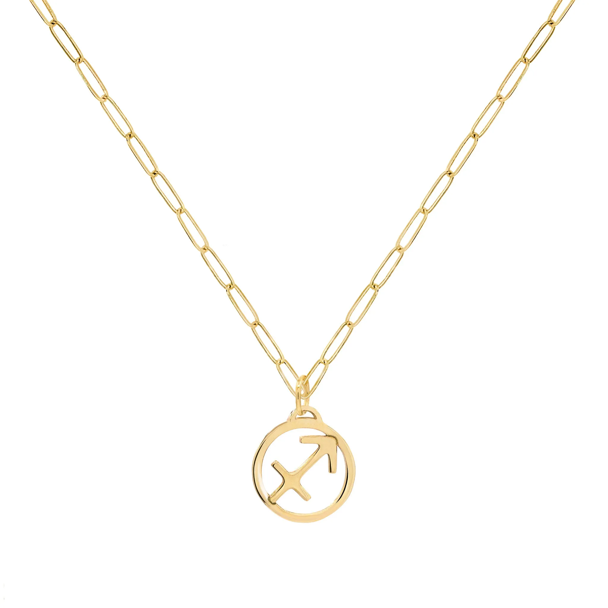 Flat Sagittarius Pendant with Adelaide Mini Chain in 14k Gold sold by Haverhill