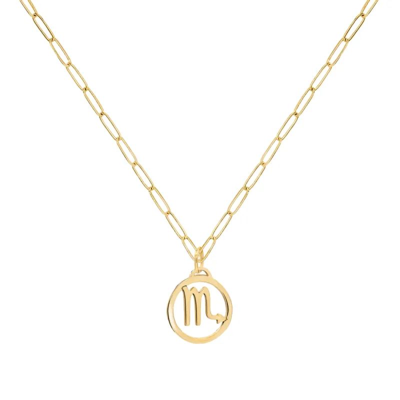 Flat Scorpio Pendant with Adelaide Mini Chain in 14k Gold sold by Haverhill