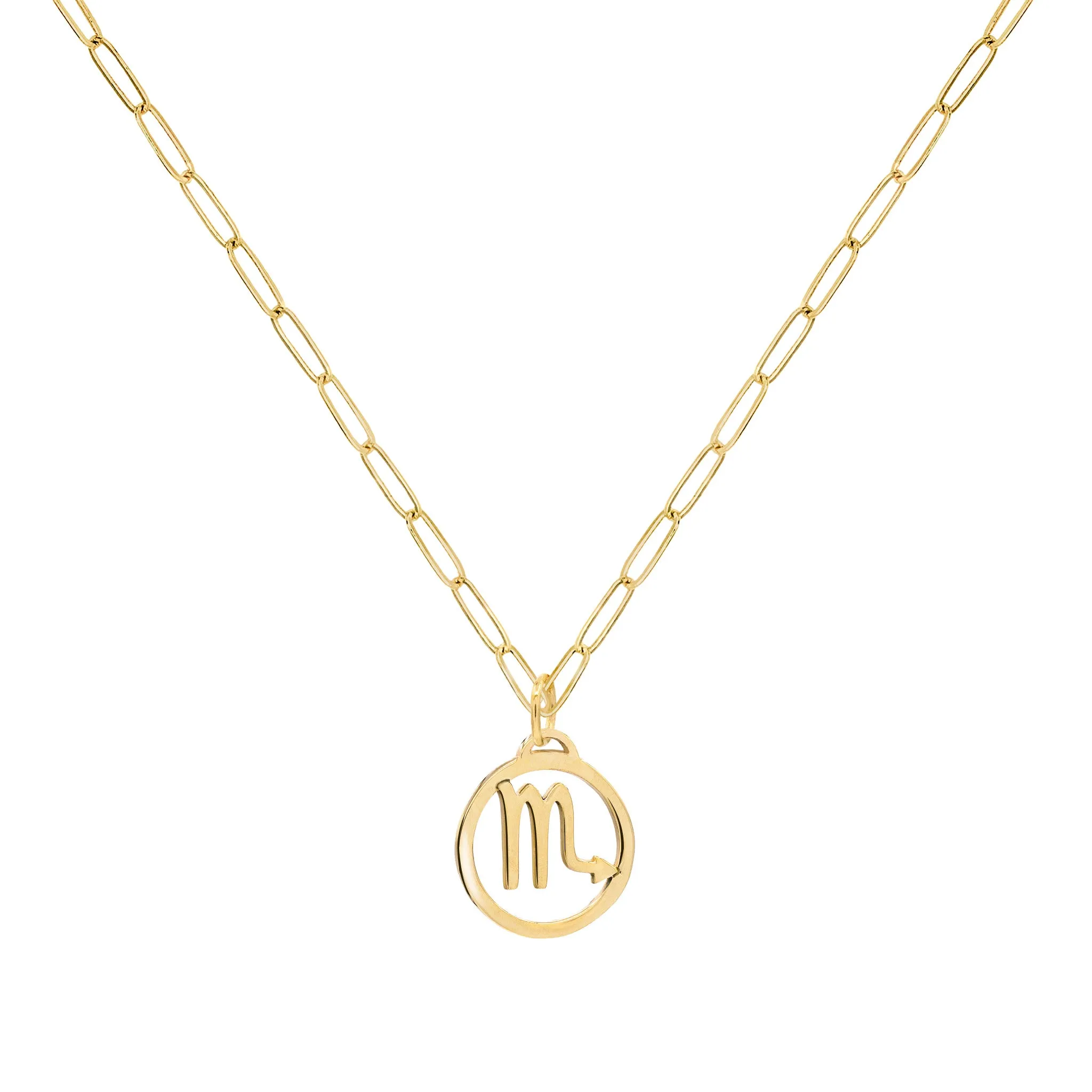 Flat Scorpio Pendant with Adelaide Mini Chain in 14k Gold sold by Haverhill