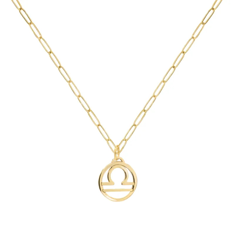 Flat Libra Pendant with Adelaide Mini Chain in 14k Gold sold by Haverhill