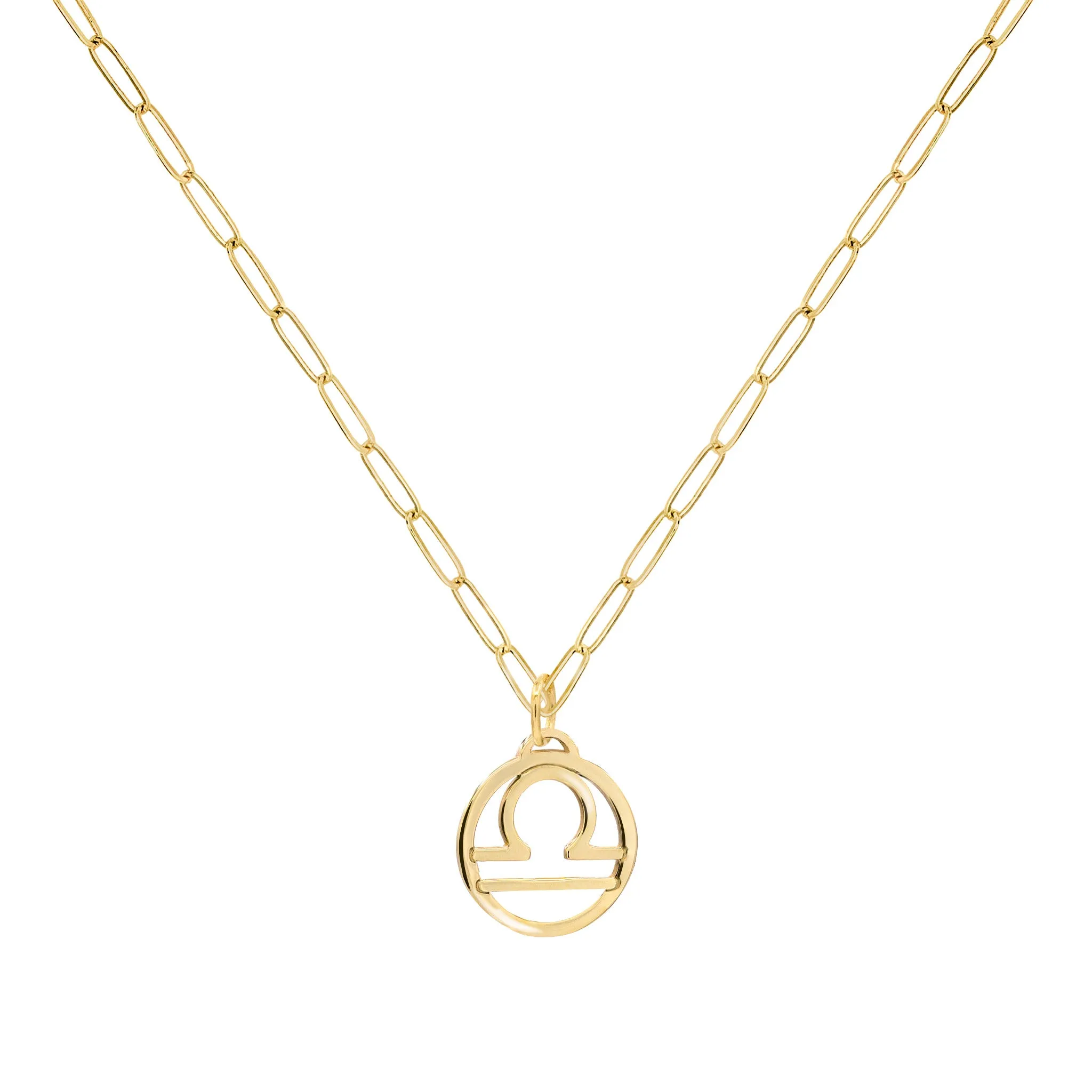 Flat Libra Pendant with Adelaide Mini Chain in 14k Gold sold by Haverhill